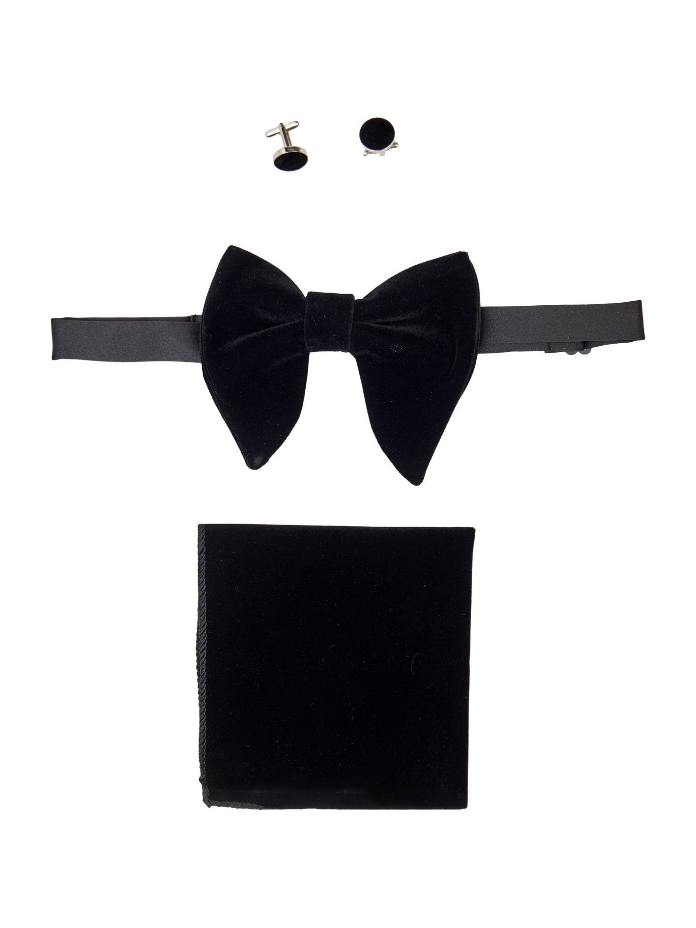 BIG BLACK VELVET BOW TIE SET