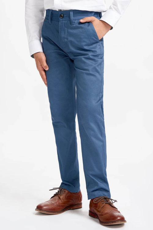 Cavani – Boys Cotton Chinos Trousers in Cobalt Blue