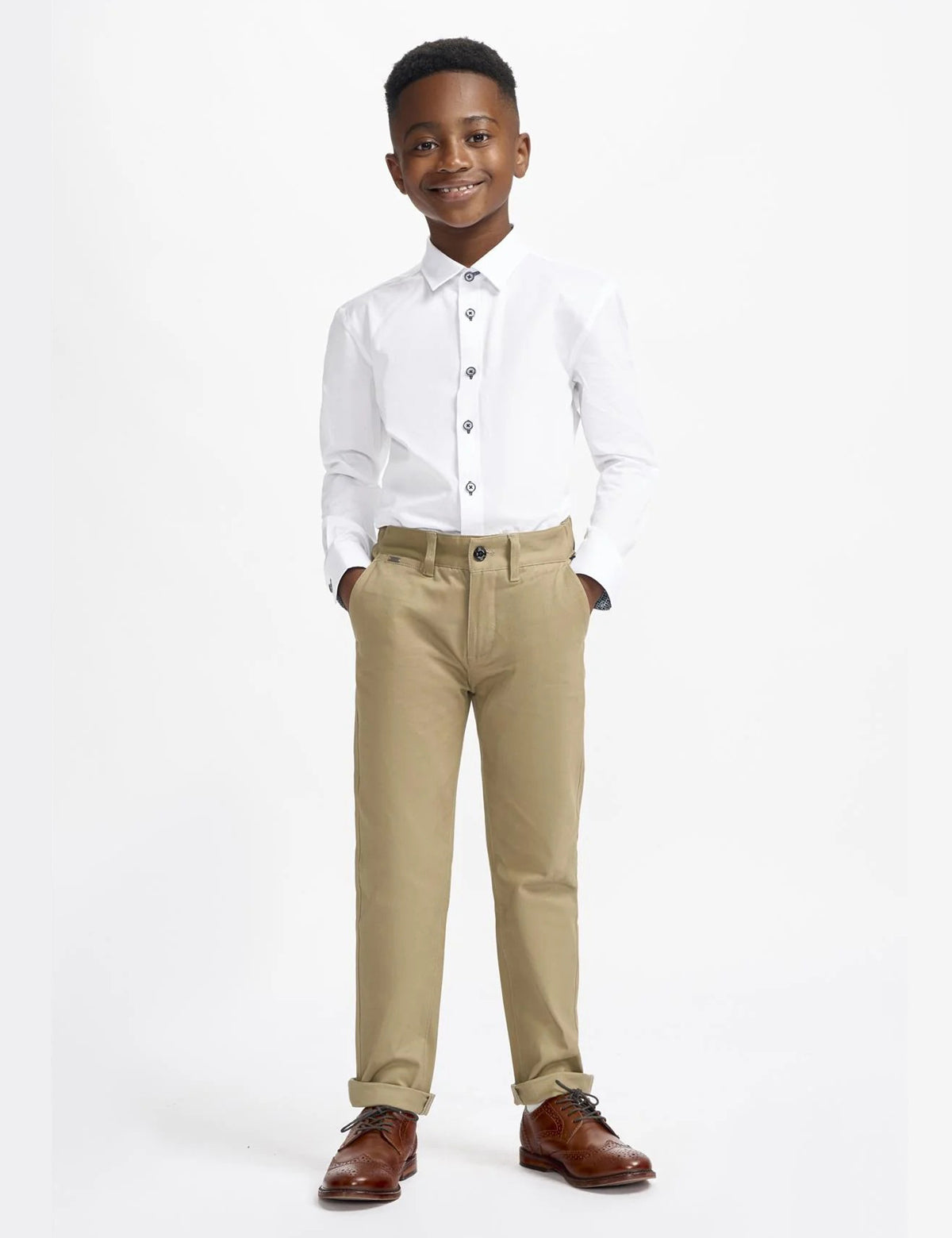 Cavani – Boys Cotton Chinos Trousers in Khaki Stone