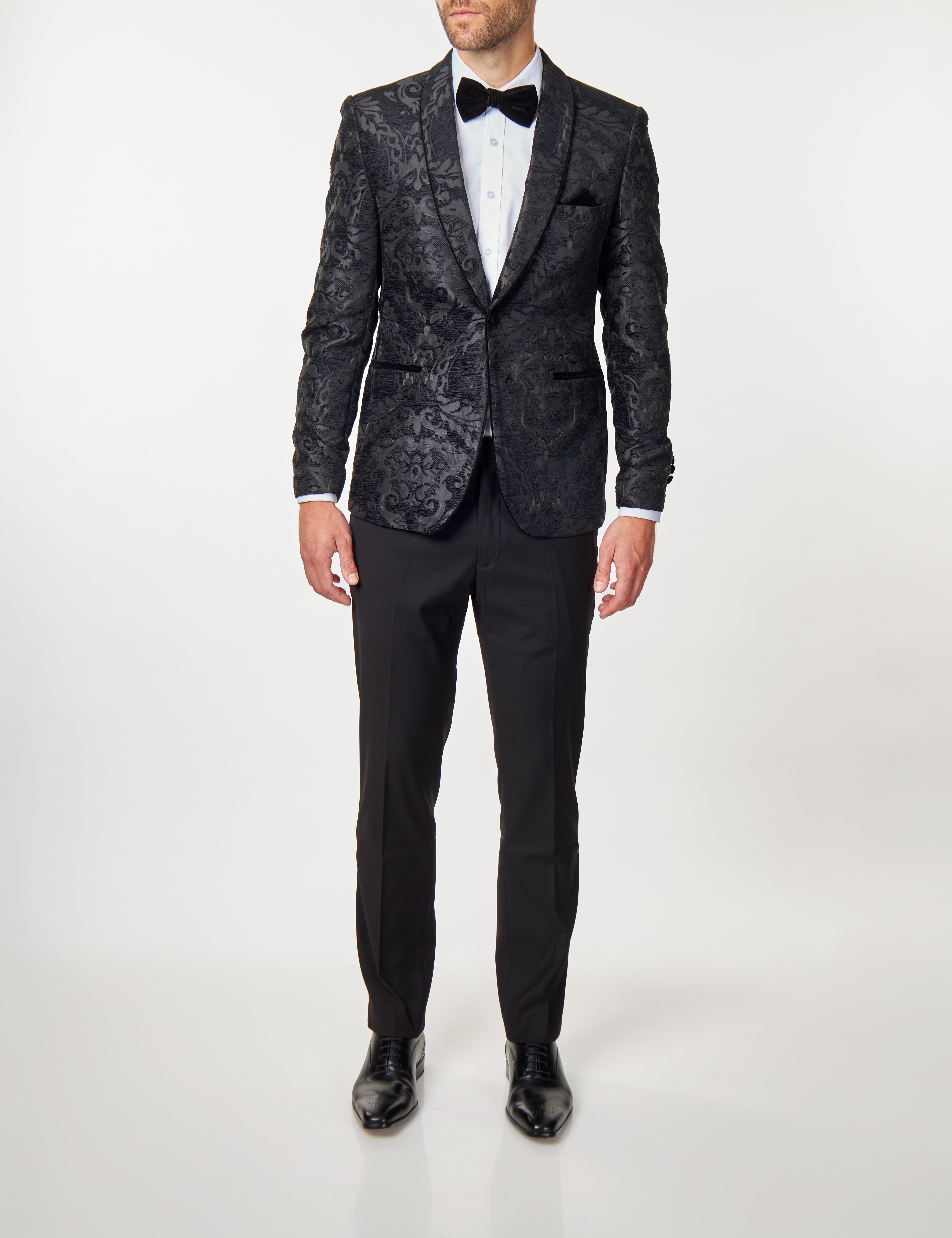Schwarze Jacquard-Jacke mit Blumenmuster