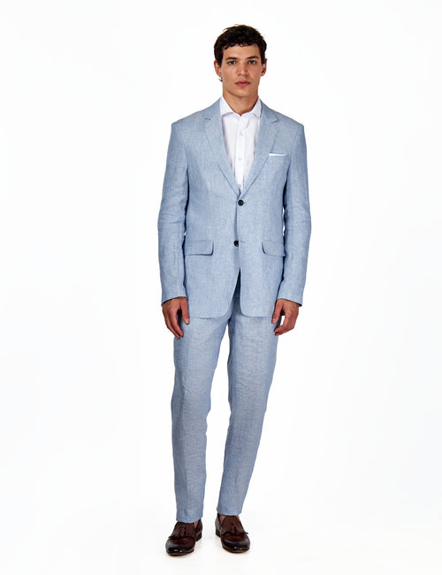 Lewis Light Blue Tailored Fit Pure Linen Summer Suit