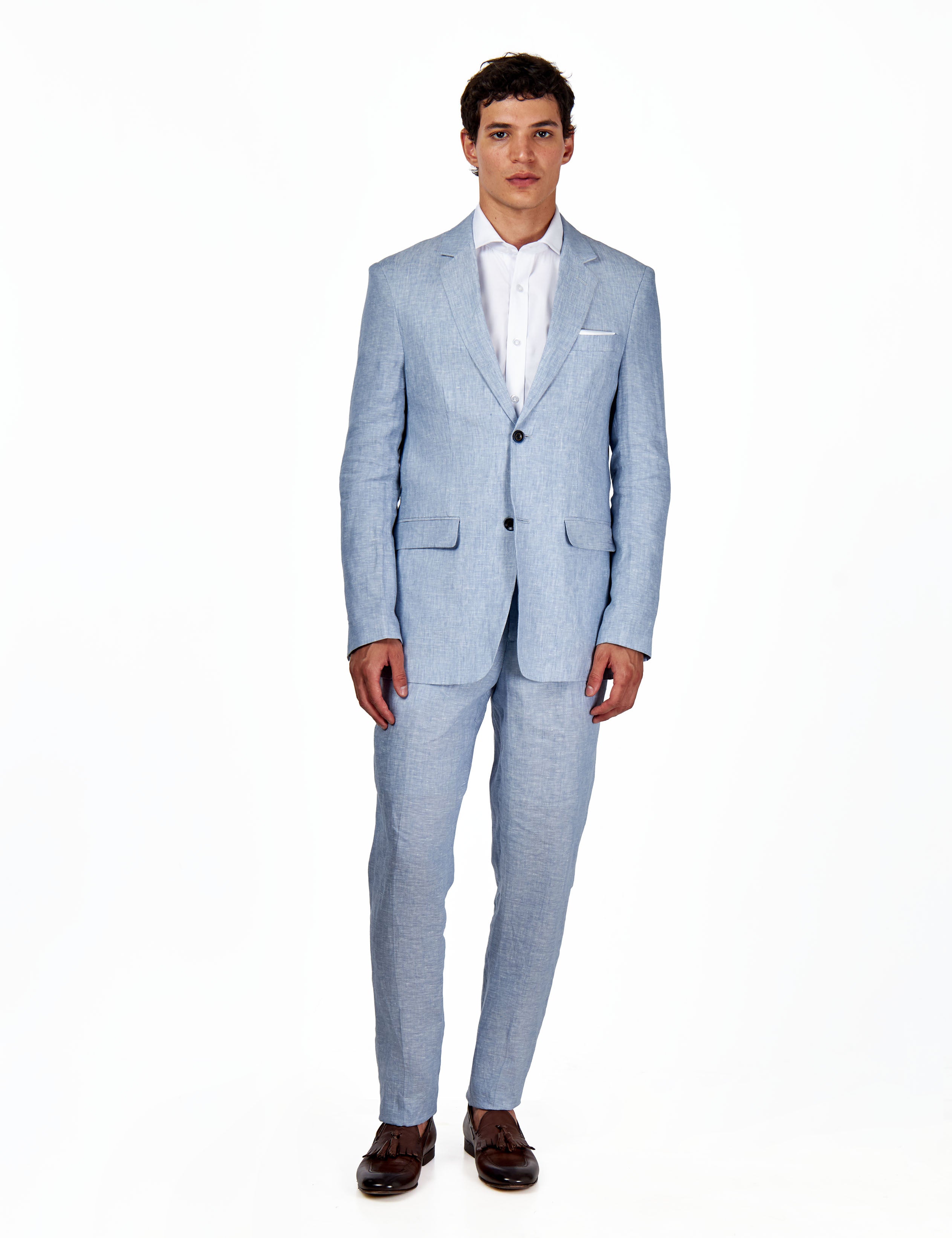 Lewis – Mens Light Blue Linen Tailored Fit Summer Suit Blazer