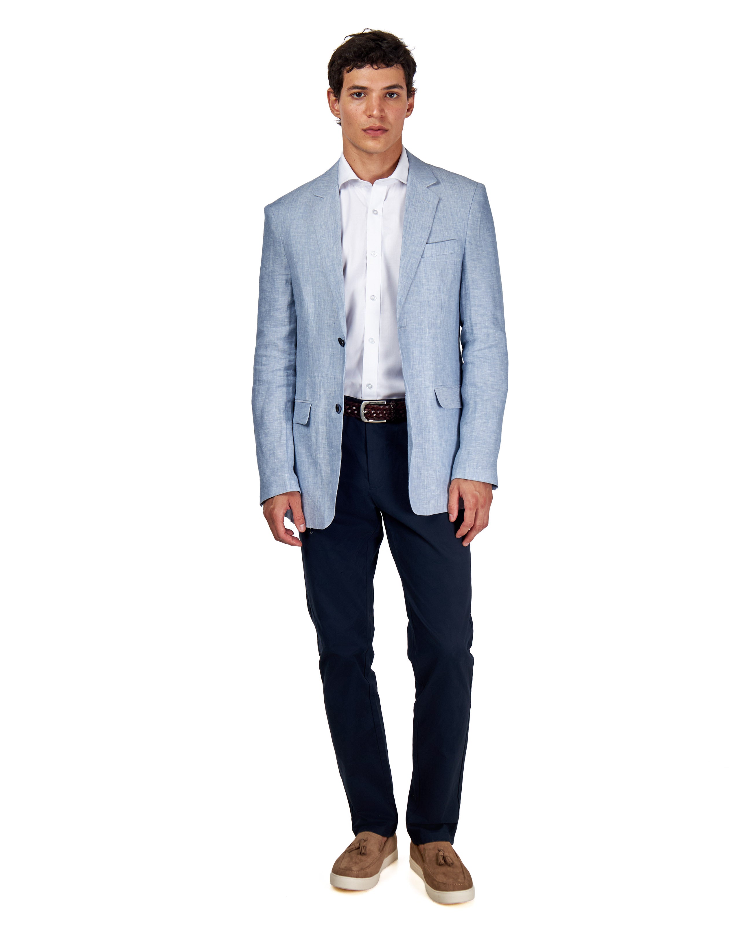 Lewis – Mens Light Blue Linen Tailored Fit Summer Suit Blazer