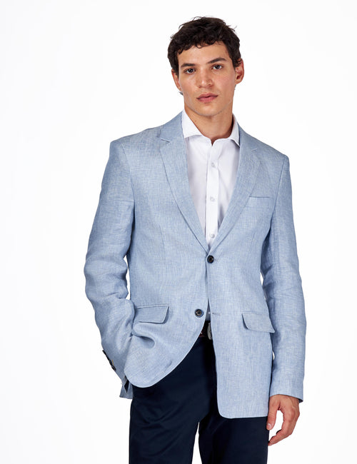 Lewis – Mens Light Blue Linen Tailored Fit Summer Suit Blazer