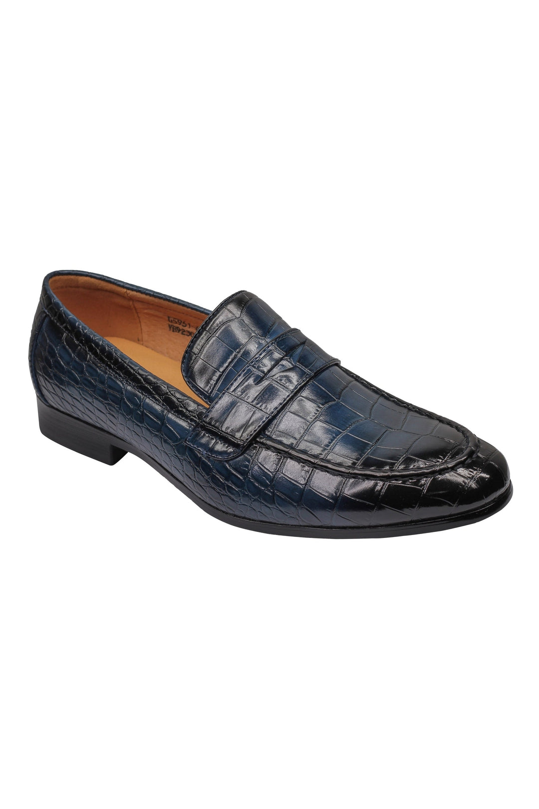 Image showcasing Mens Crocodile Print Faux Leather Penny Loafers Formal Slip on Shoes ...