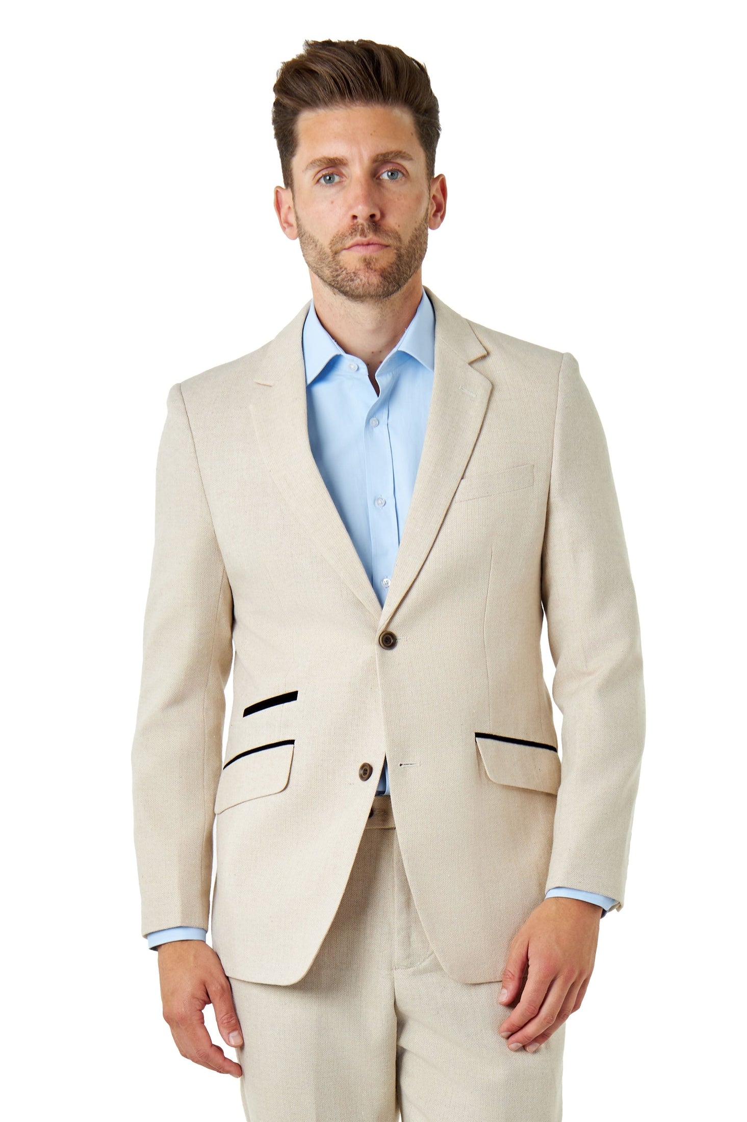 CALIX – Cream Wool Mix Herringbone Tailored Blazer