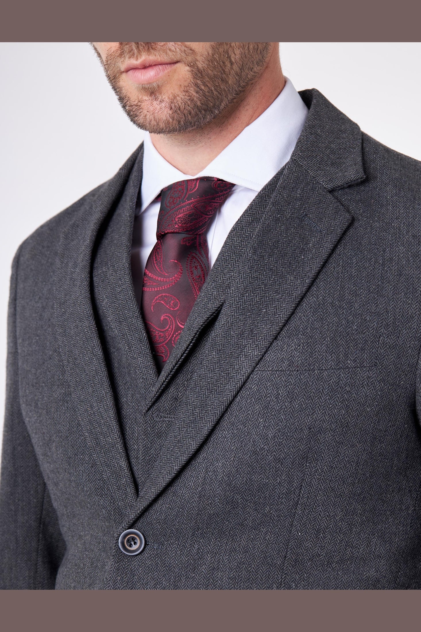 CALIX – Herringbone Tweed Tailored 3 Piece Suit