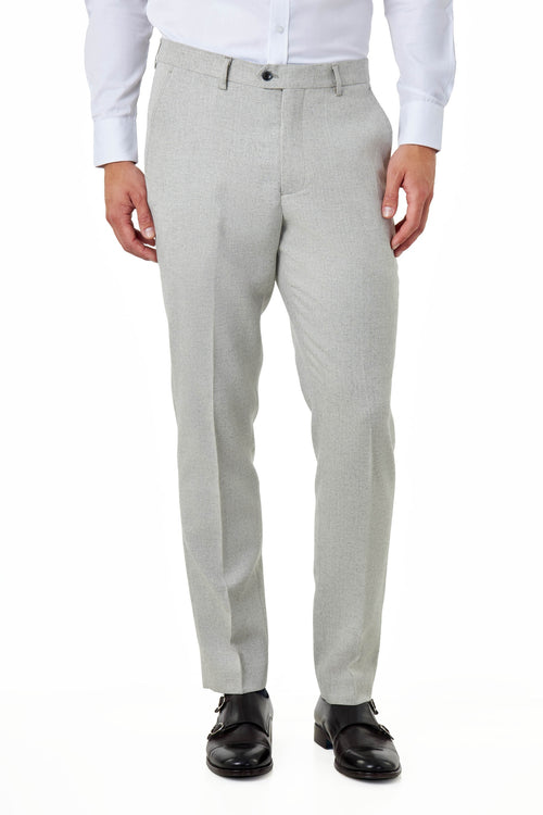 CALIX – Grey Wool Mix Herringbone Tailored Suit Trousers
