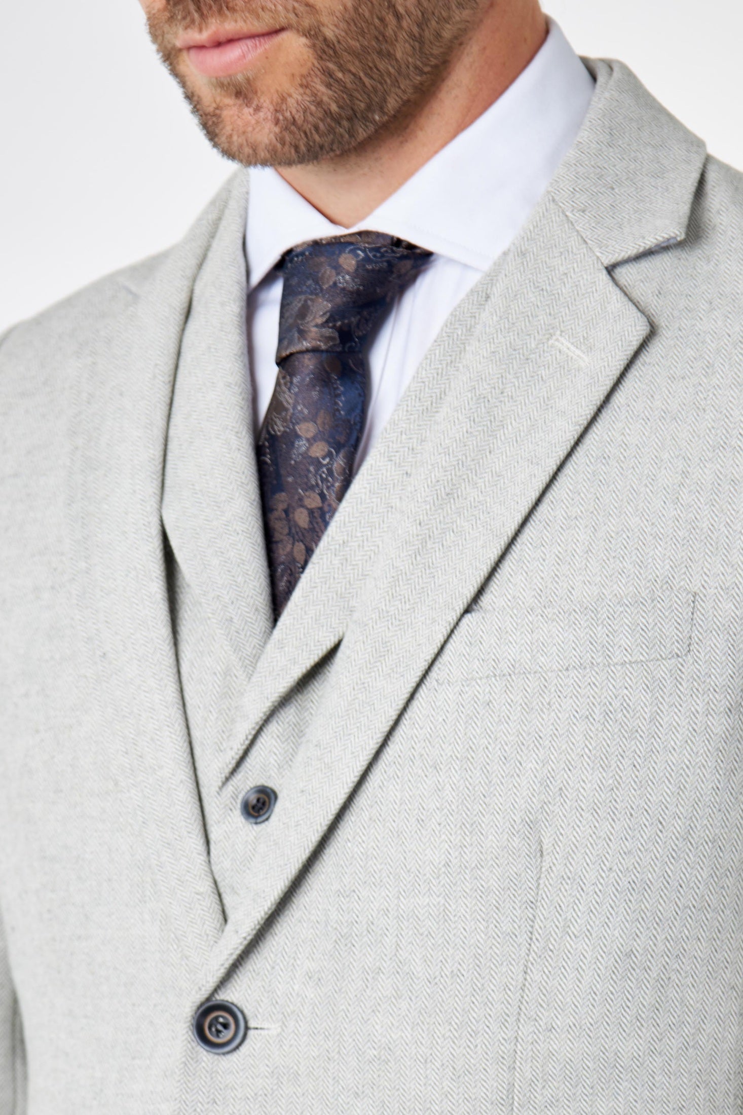 CALIX – Herringbone Tweed Tailored 3 Piece Suit