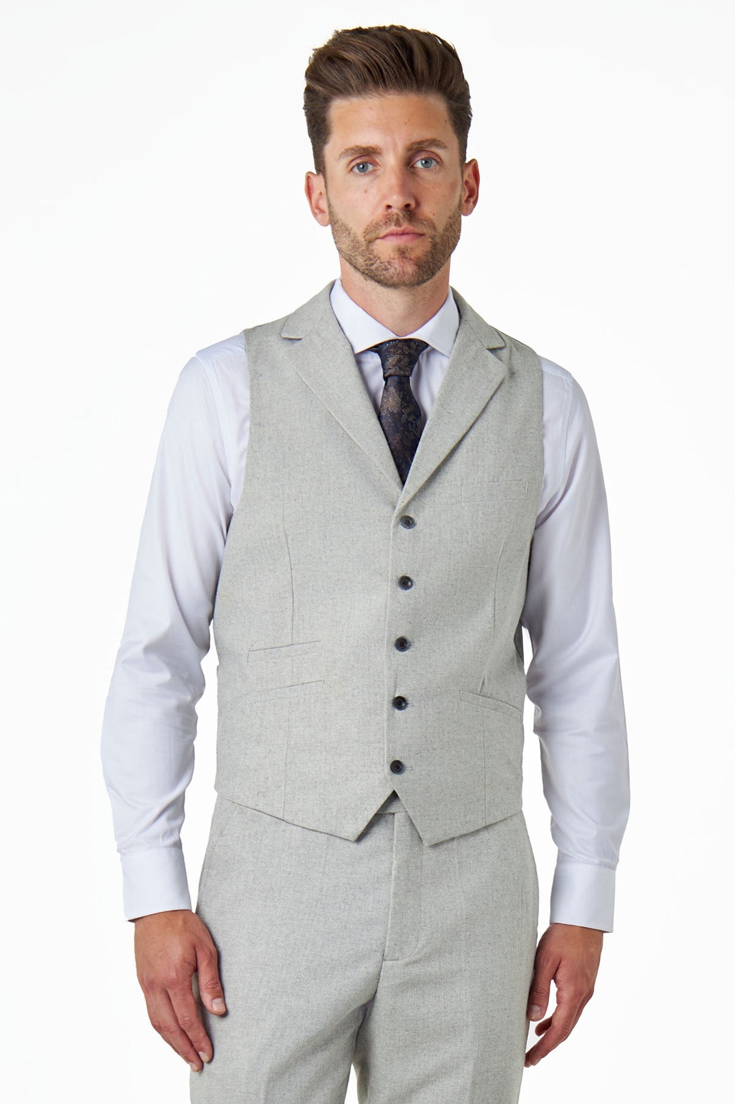 CALIX – Herringbone Tweed Tailored 3 Piece Suit