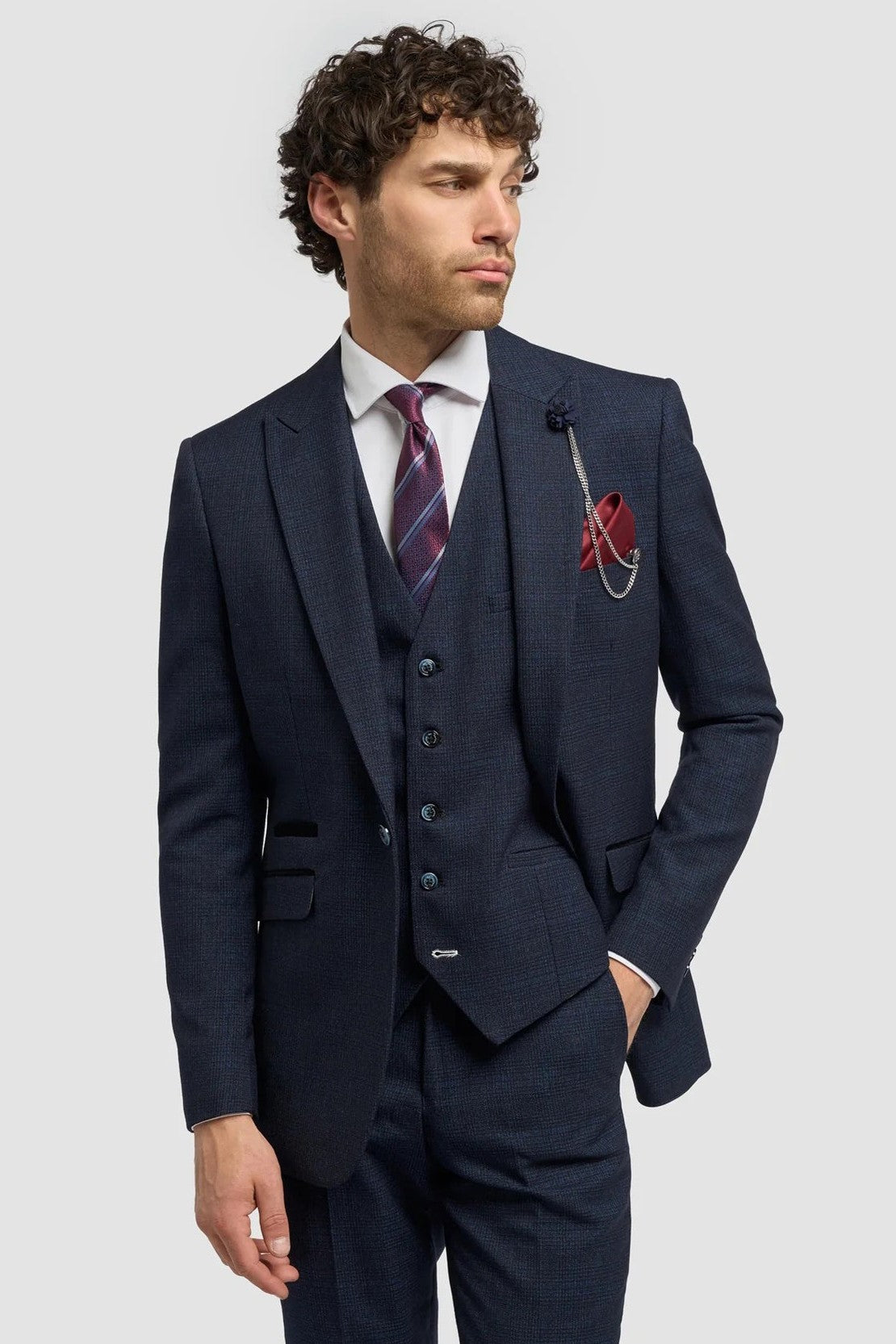 CARIDI - SLIMFIT NAVY BLAZER SHORT