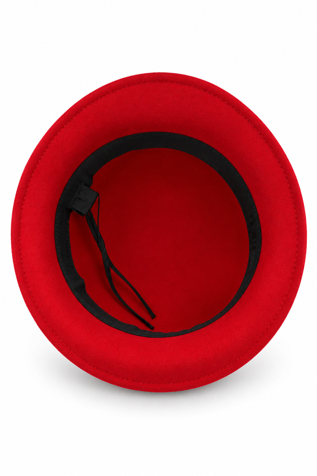 Ladies 100% Wool Cloche Hat with Strap Bow & Belt Detail – Red