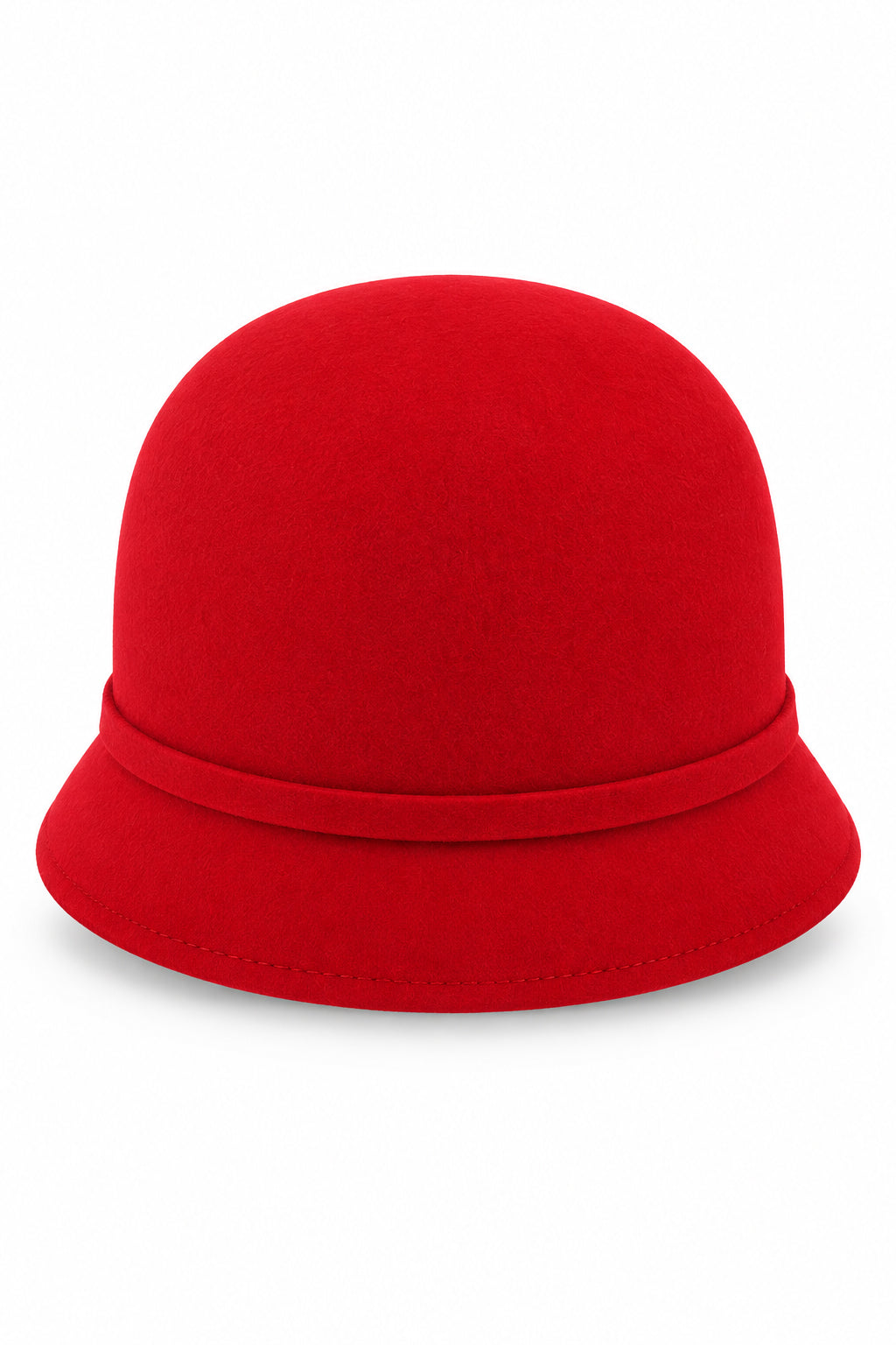 Ladies Vintage 100% Wool Cloche Hat with Buckle & Belt – Red