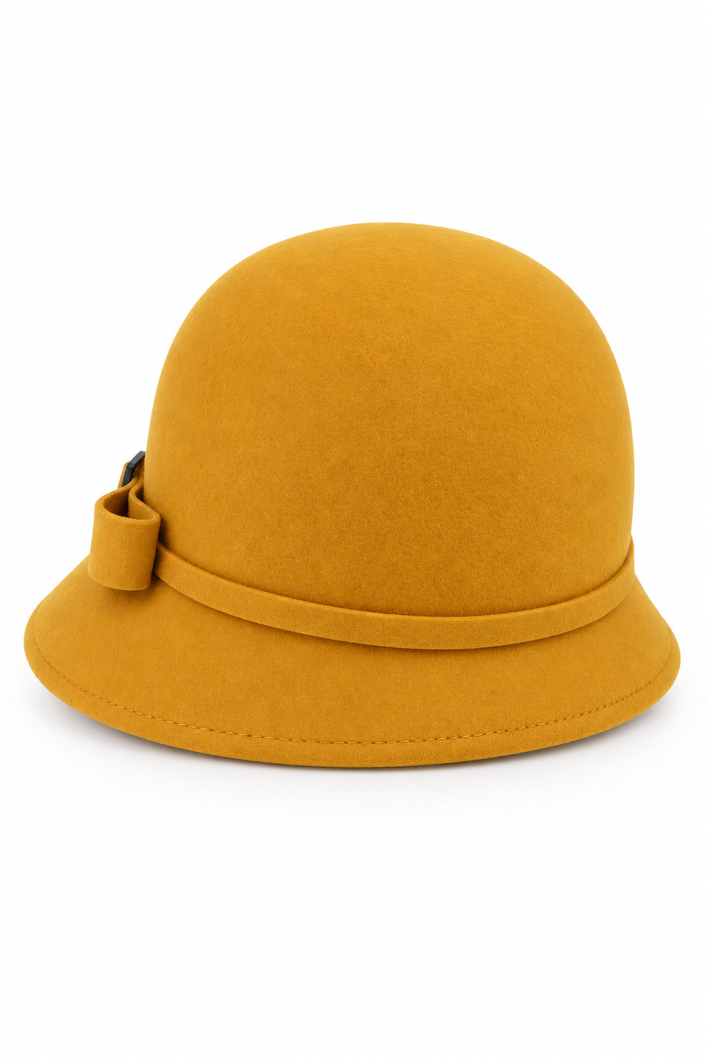 Ladies Vintage 100% Wool Cloche Hat with Buckle & Belt – Mustard