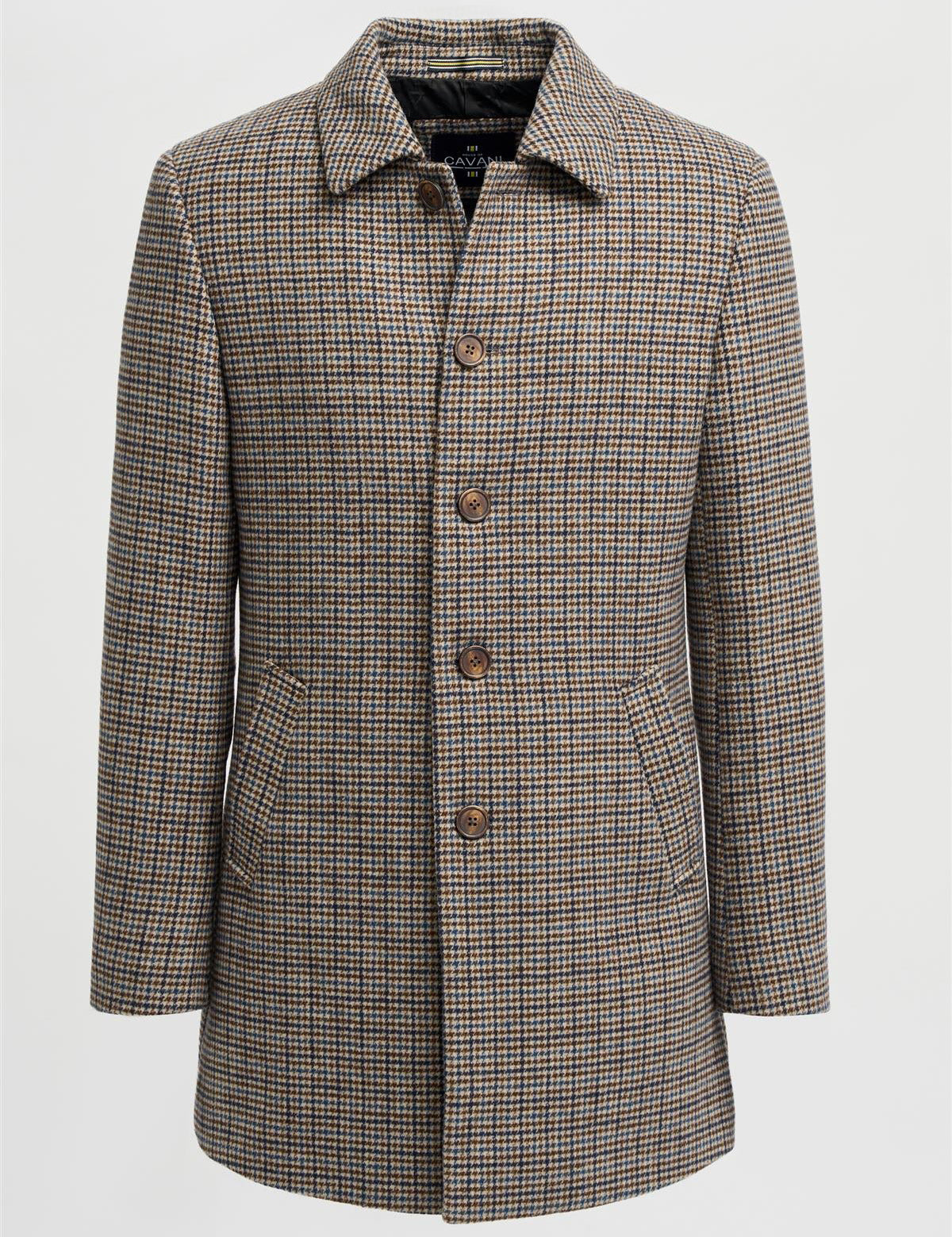 EDDIE – TAN HOUNDSTOTTH CHECK OVERCOAT