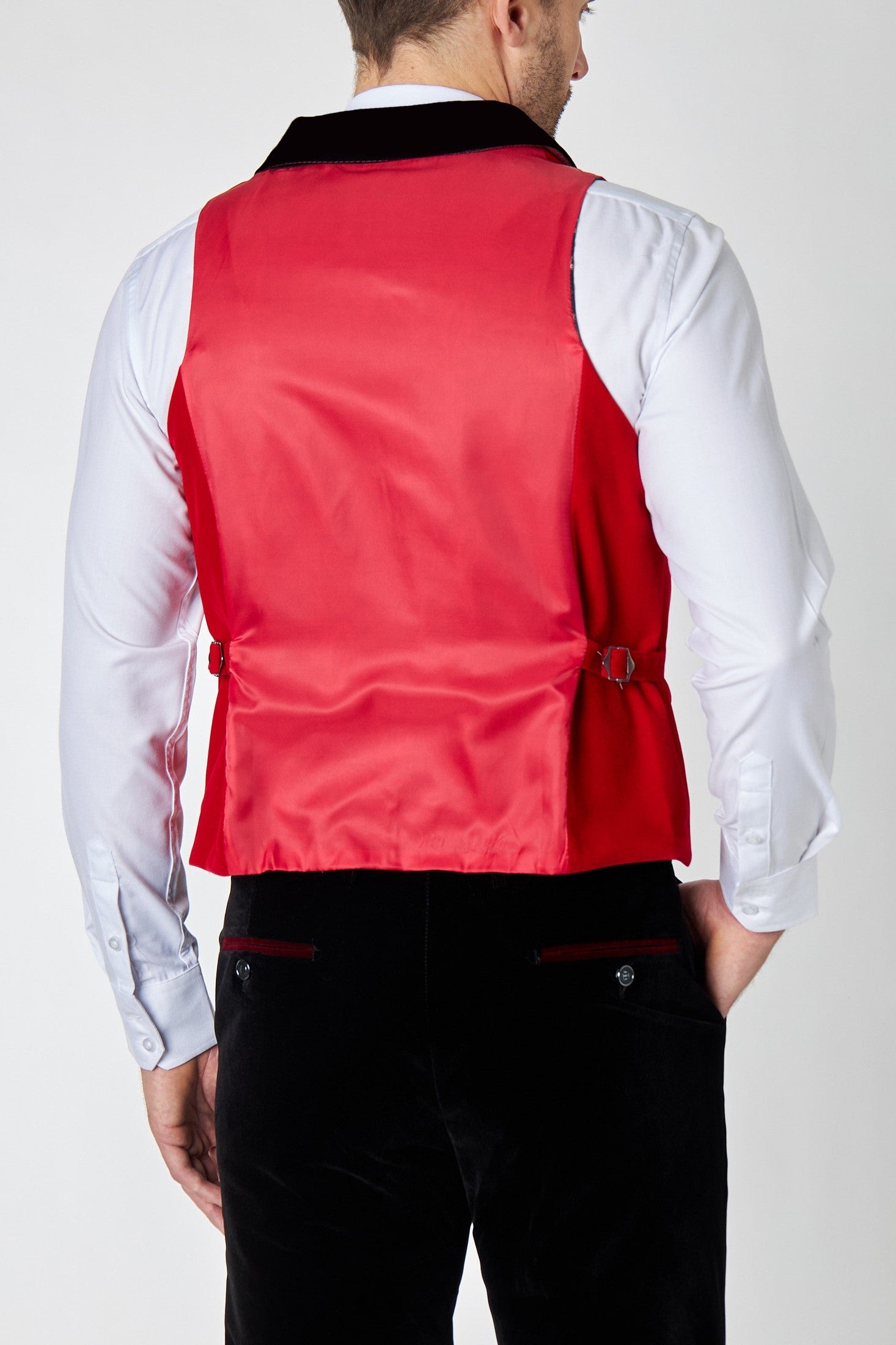 JES Red Velvet Collar Waistcoat