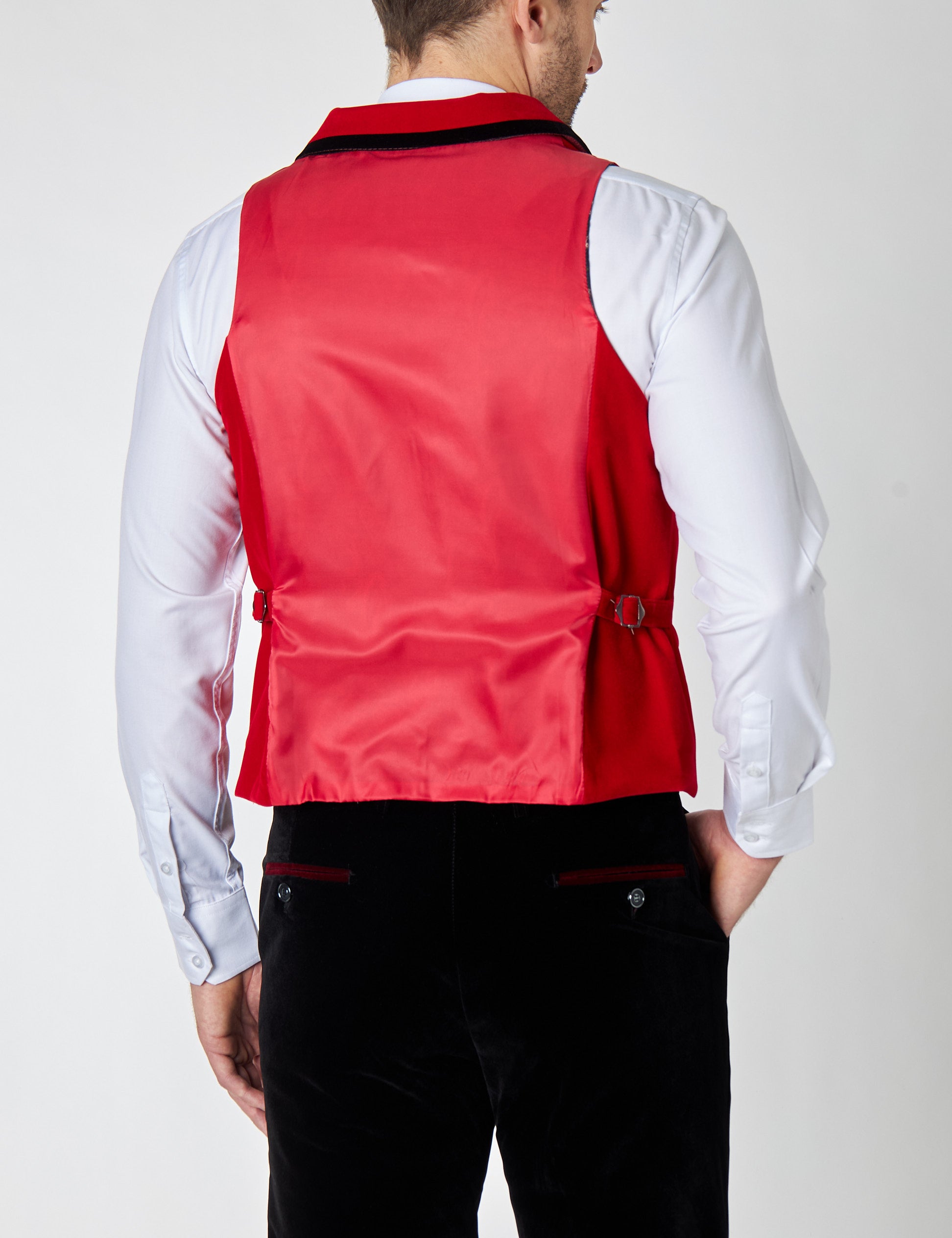 JES Red Velvet Collar Waistcoat