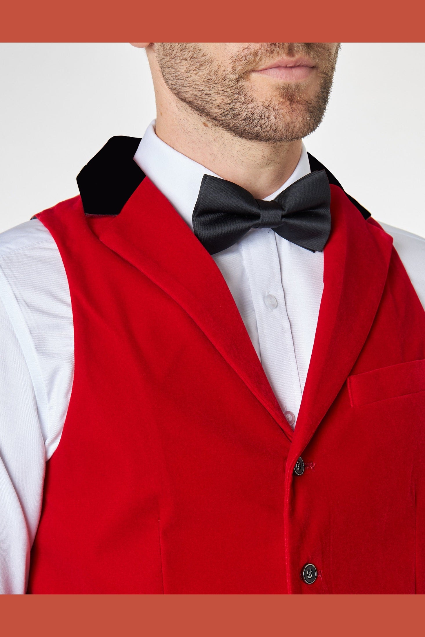 JES Red Velvet Collar Waistcoat