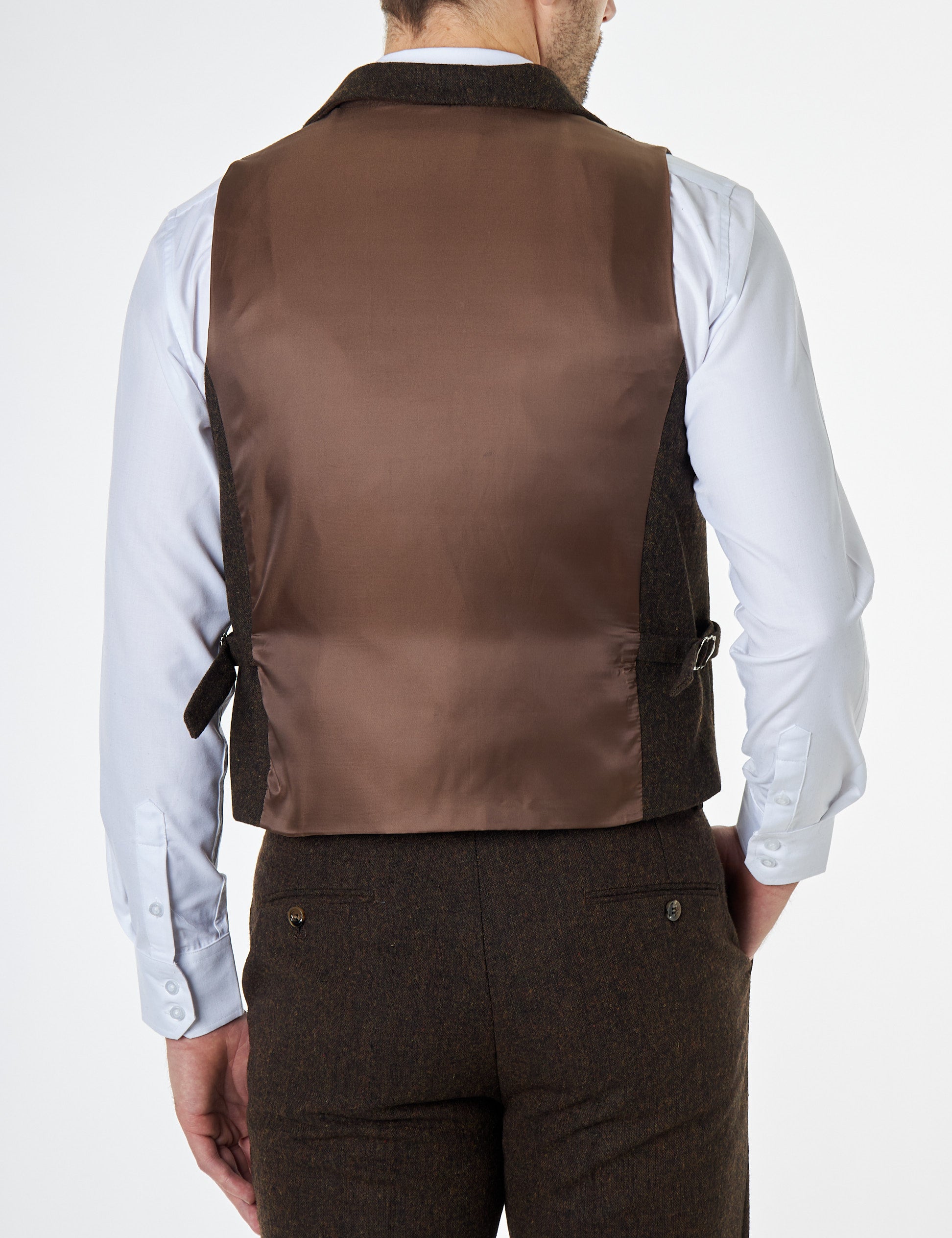 Dane Brown Tweed Gilet avec Cols