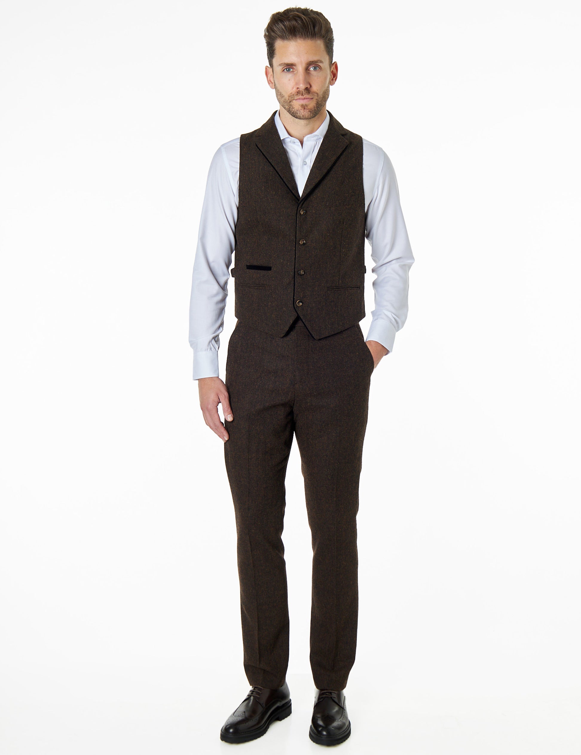 Dane Brown Tweed Waistcoat with Collars