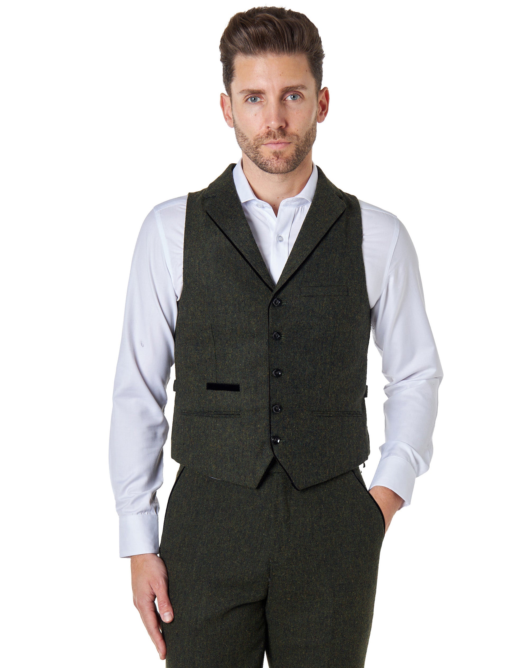 Dane Green Tweed Collar Waistcoat