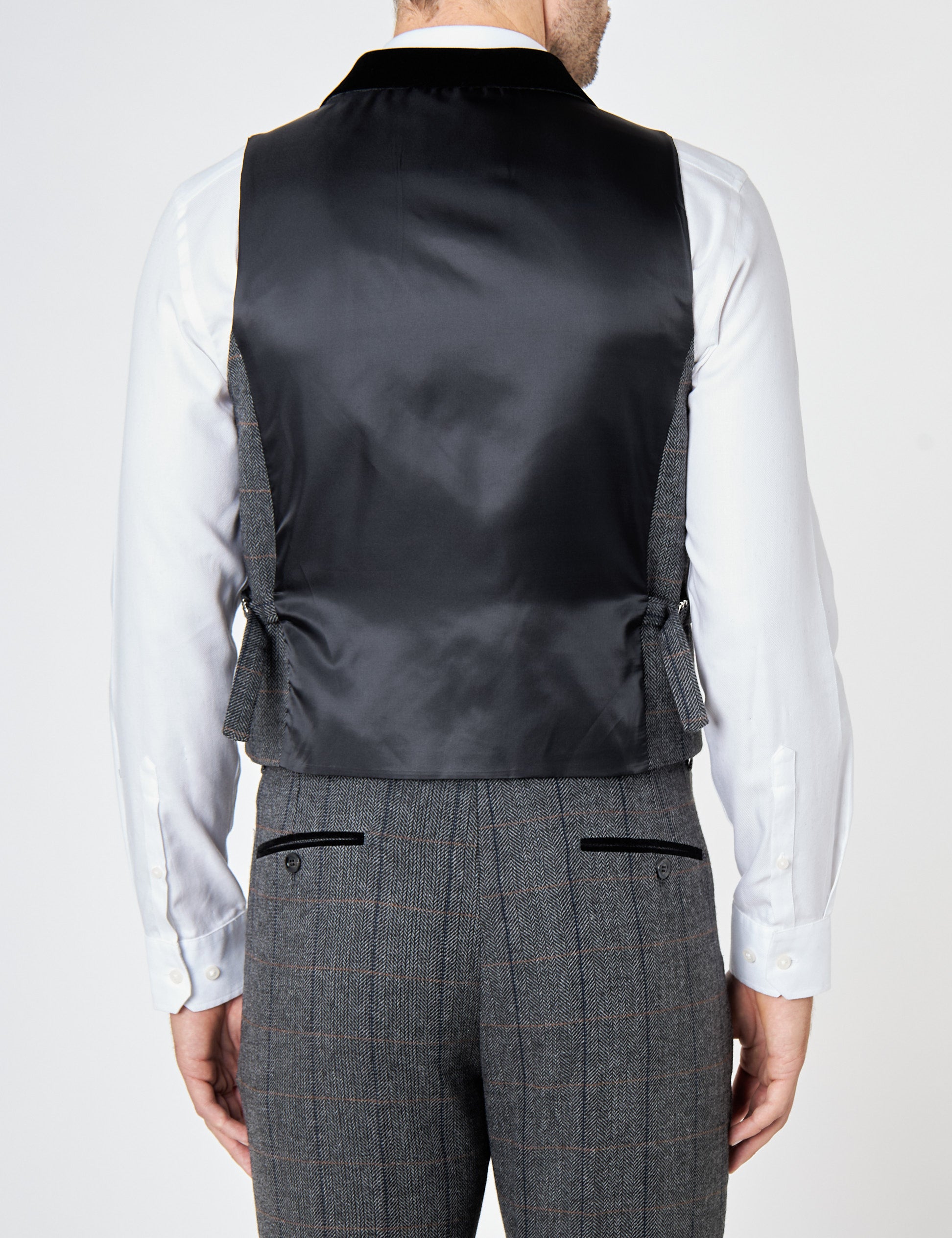Elton Grey tweed check waistcoat