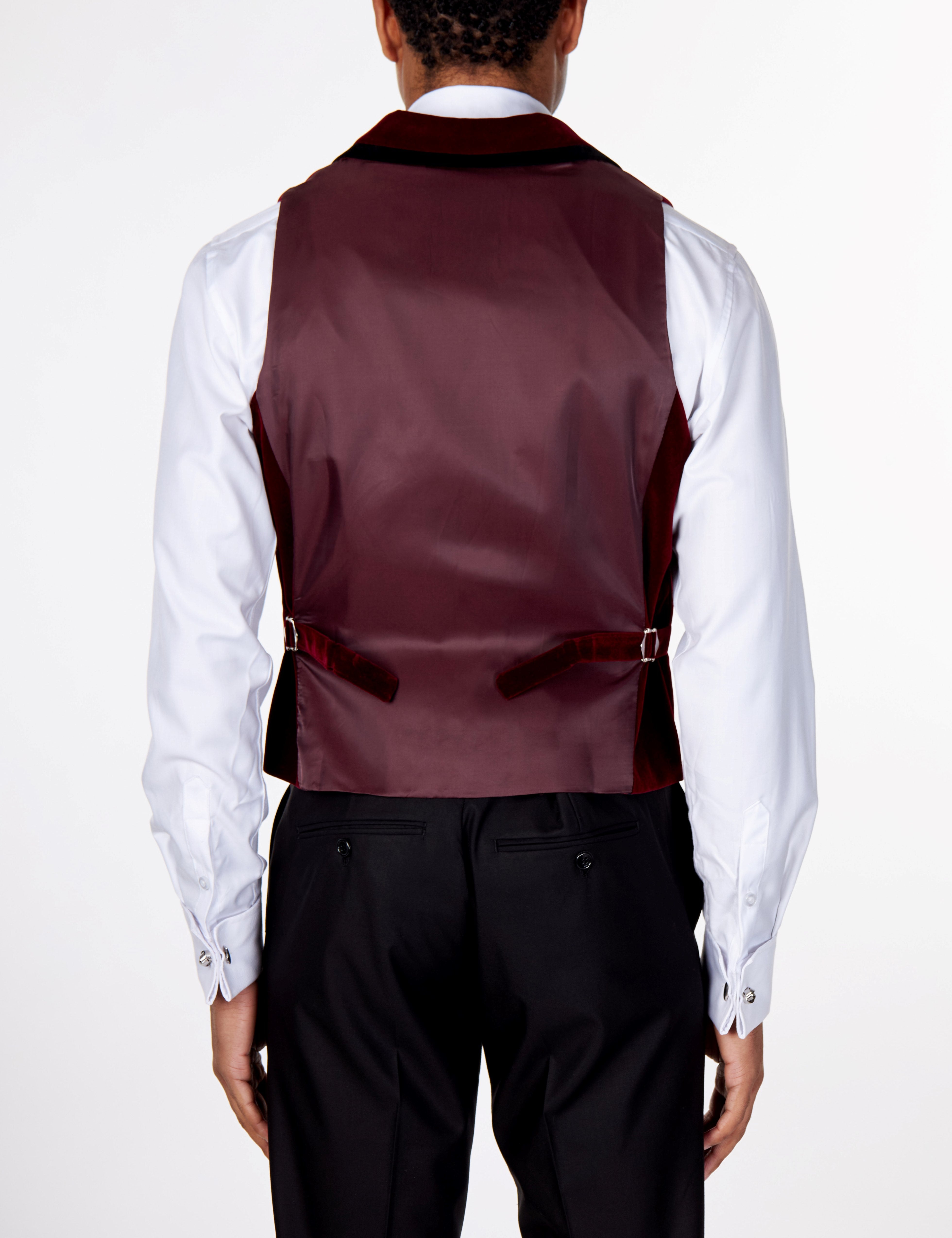 SAM Burgundy Velvet Collar Waistcoat