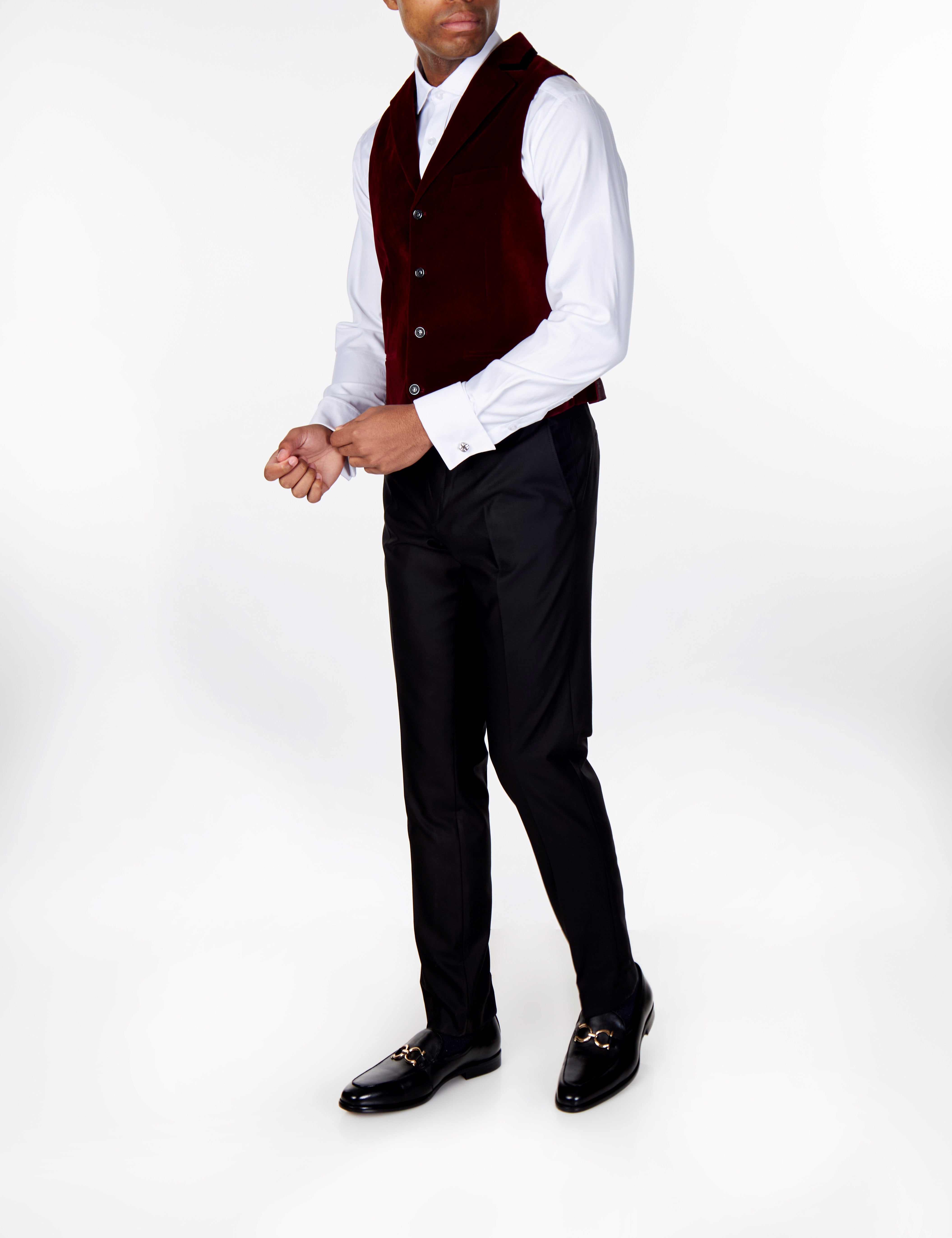 SAM Burgundy Velvet Collar Waistcoat