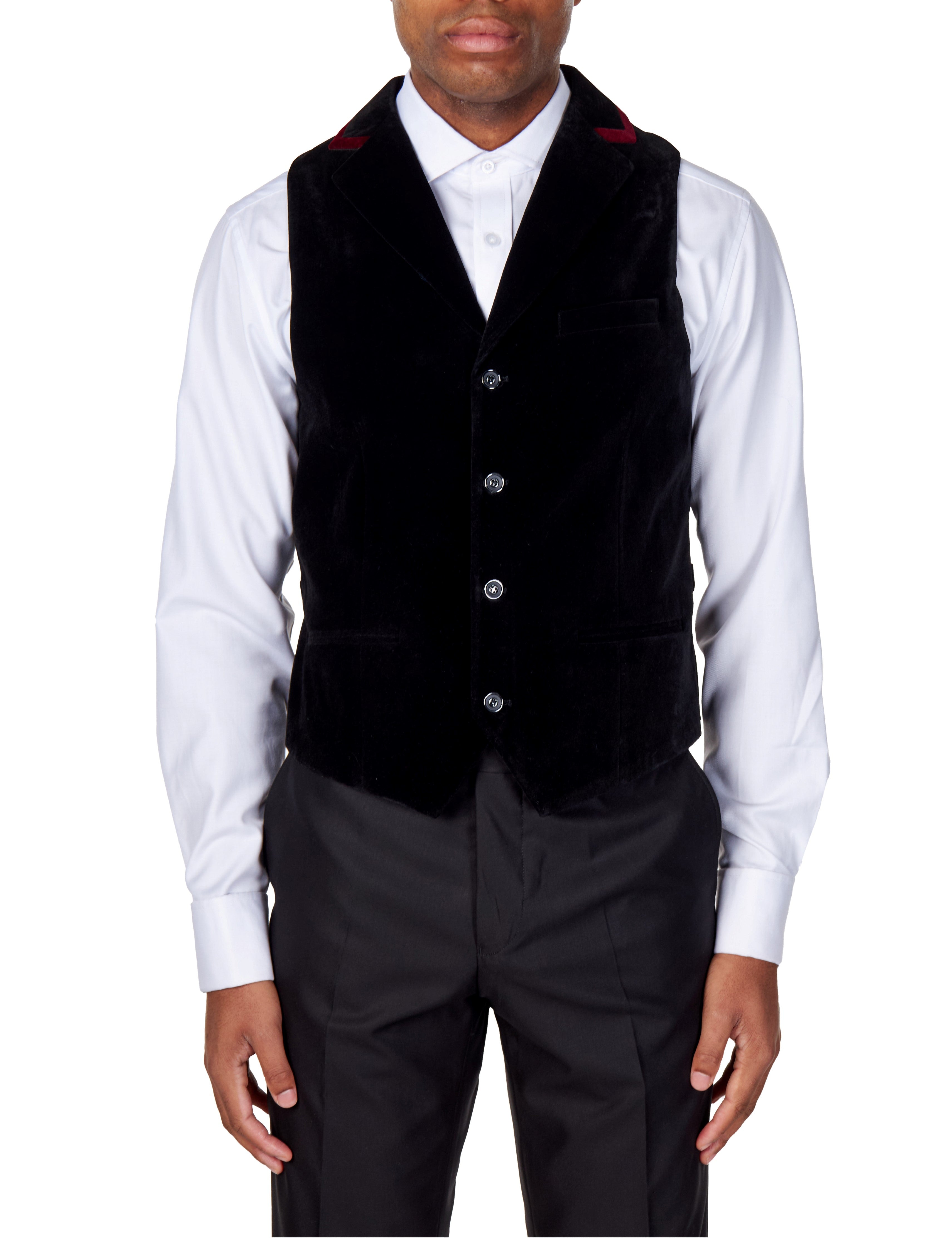 TIM Black Velvet Collar Waistcoat