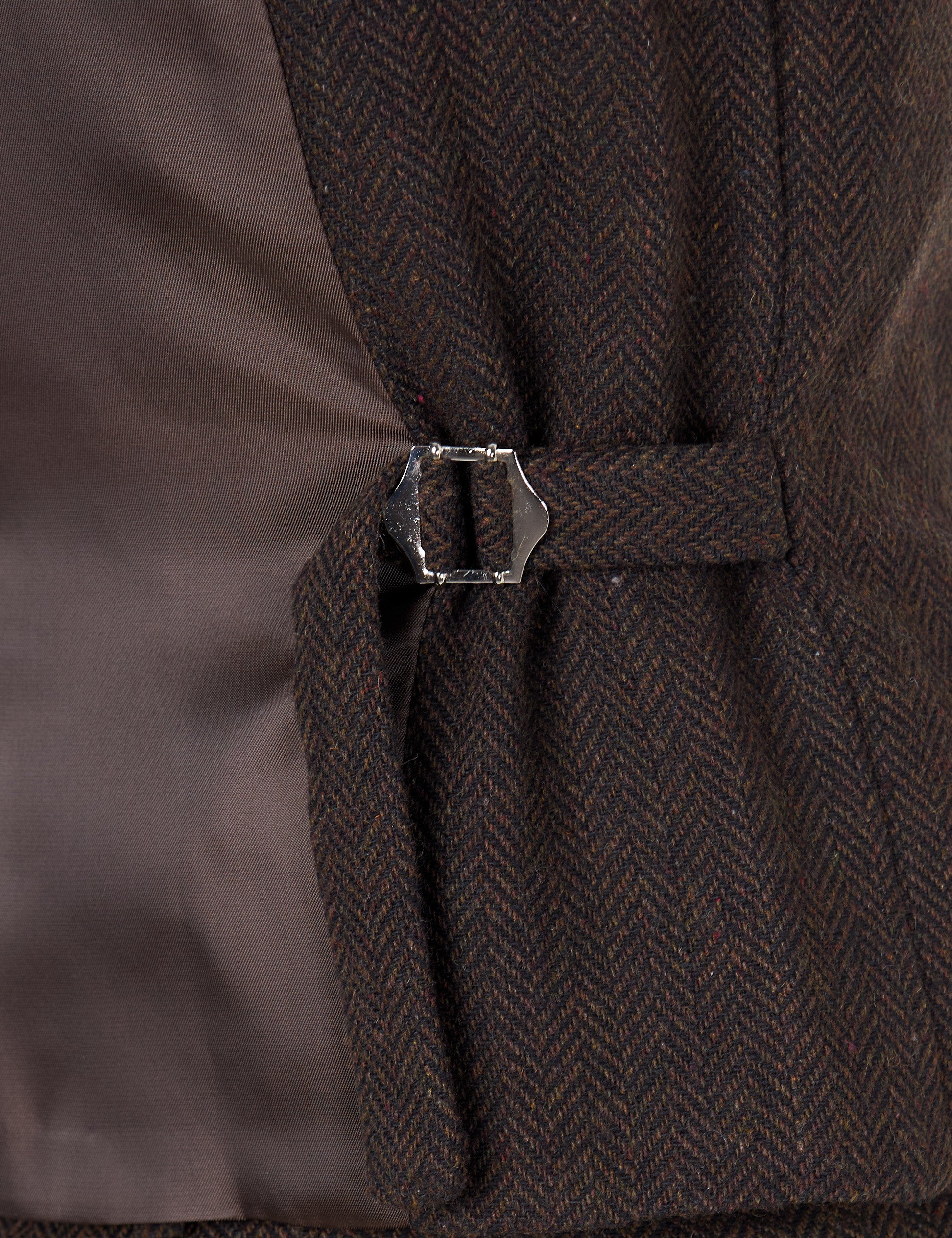 TYLER - GILET DOUBLE BOUTONNAGE EN TWEED CHEVRONS MARRON