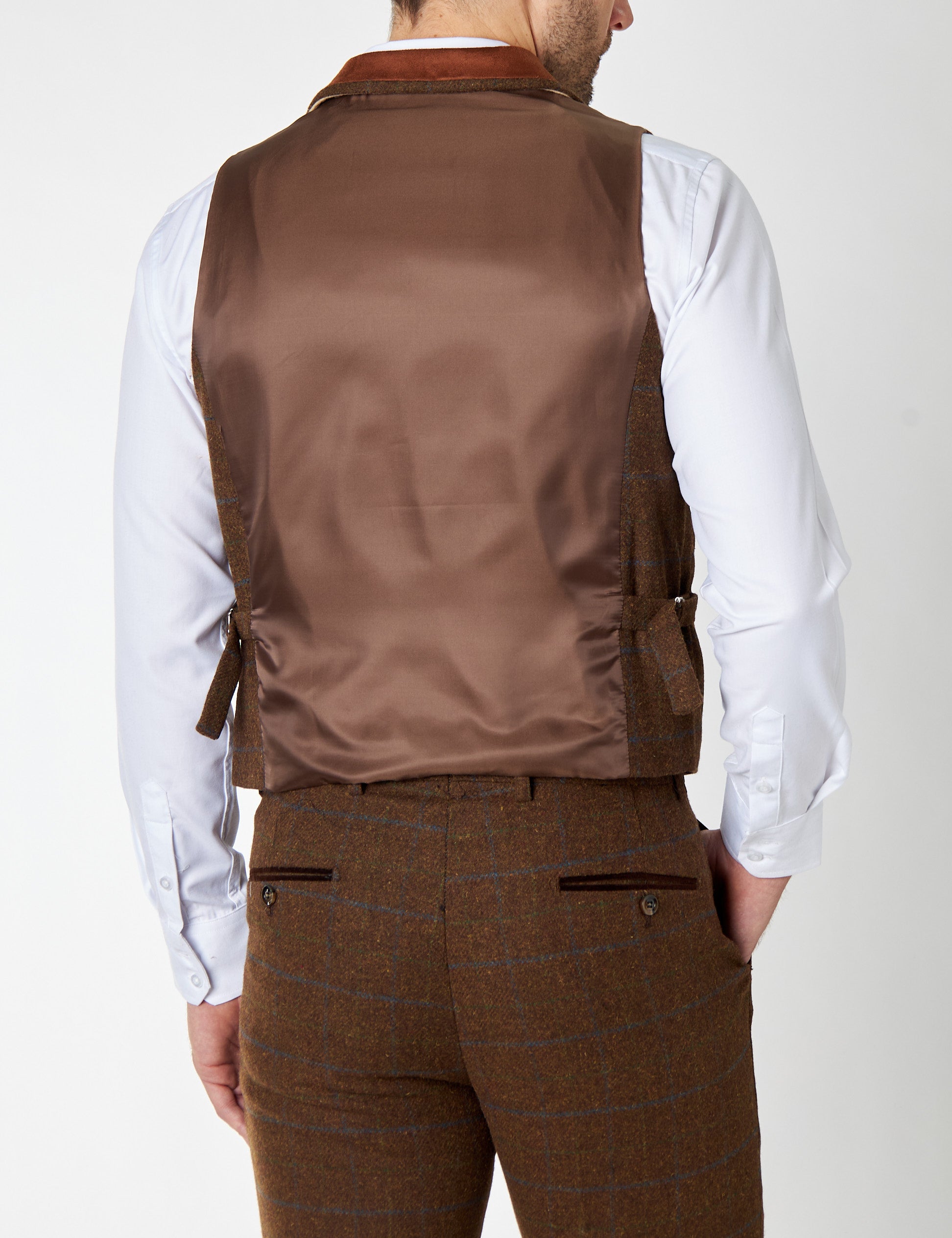 VITORI TWEED COLLAR BROWN WAISTCOAT