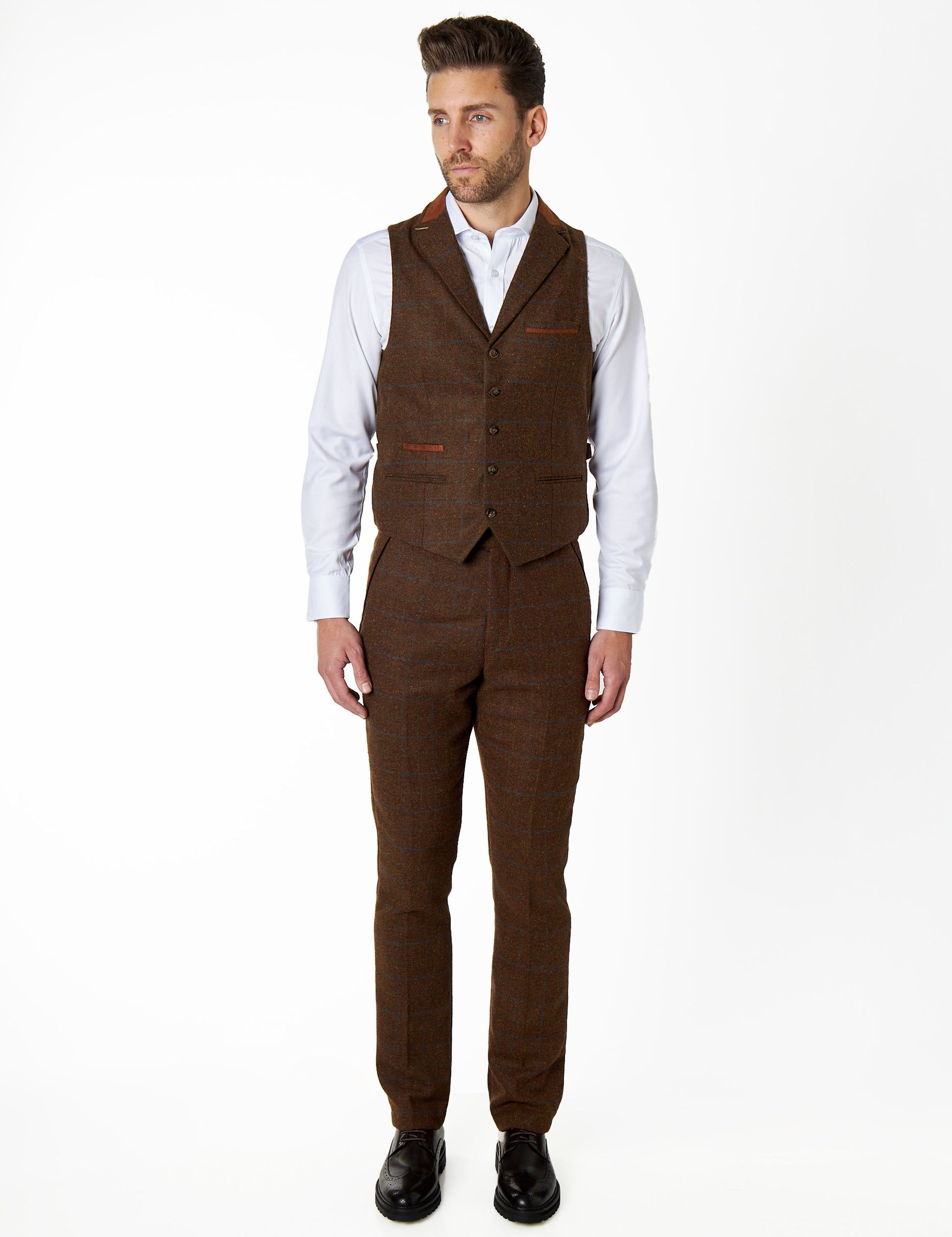 VITORI TWEED COLLAR BROWN WAISTCOAT