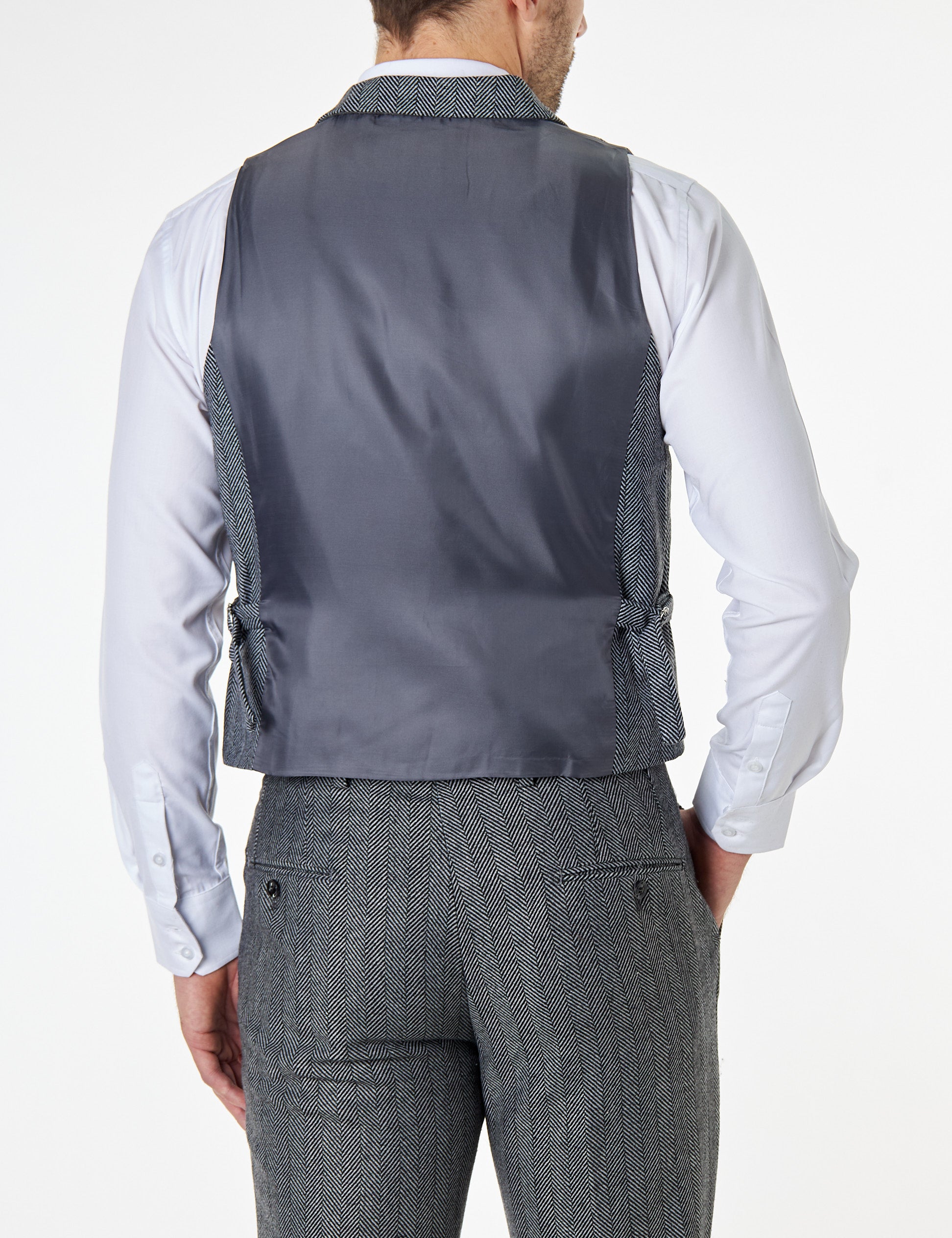 TYLER – ZWEIREIHIGE GRAUWESTE AUS FISCHGRÄTEN-TWEED