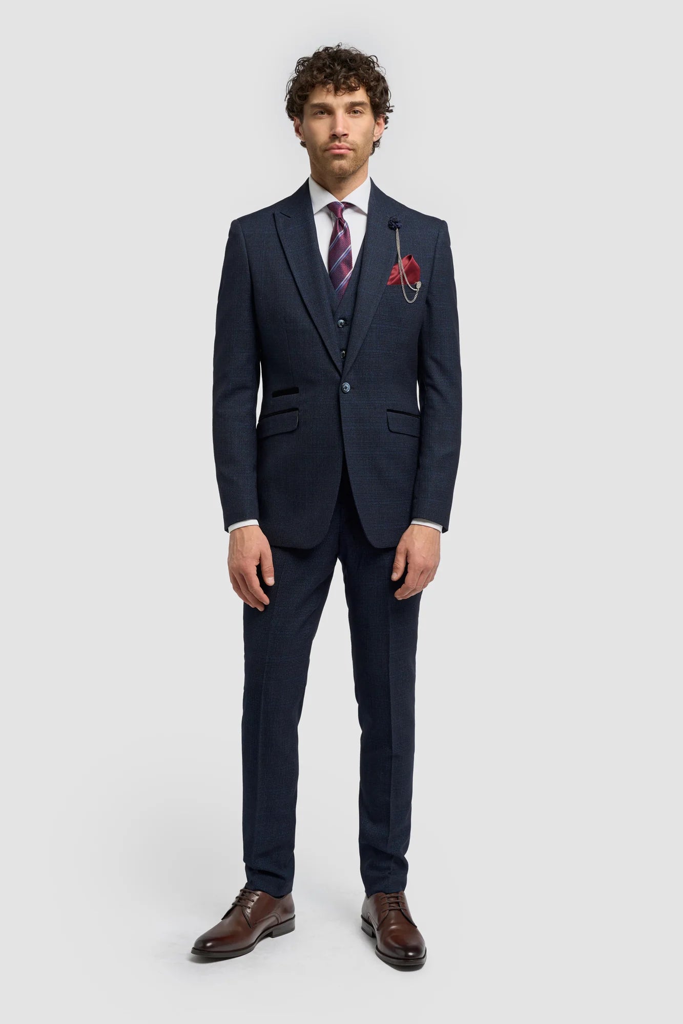 MENS CARIDI NAVY THREE PIECE SUIT