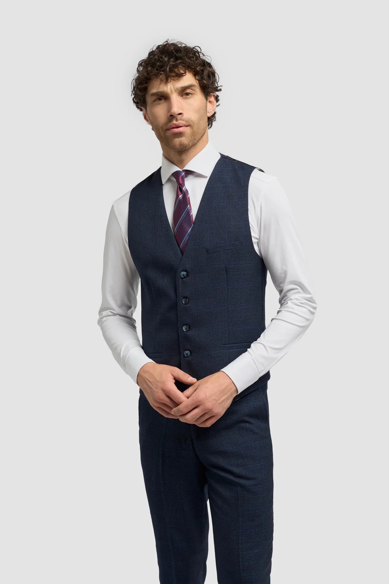 MENS CARIDI NAVY THREE PIECE SUIT