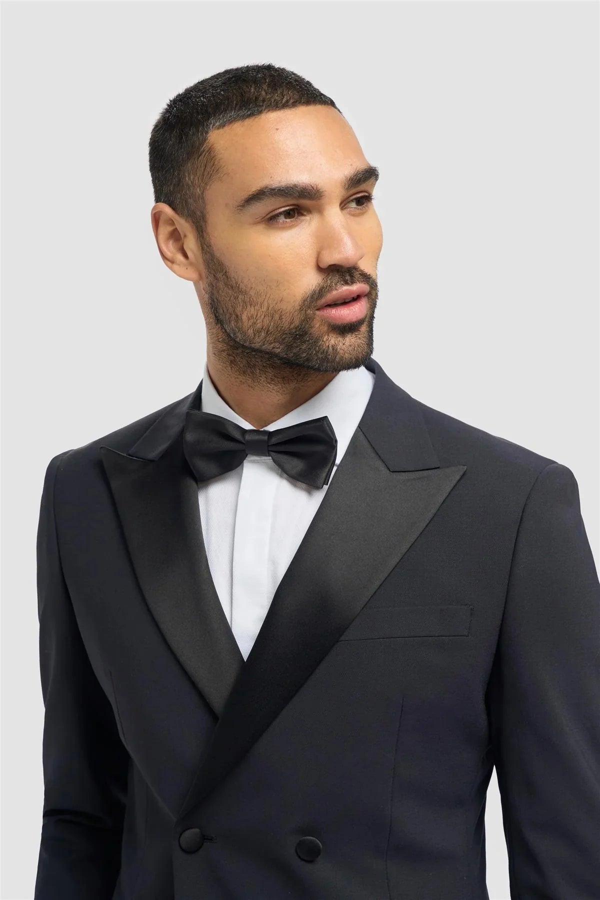 Aspen Navy Wool Blend Double Breasted Tuxedo 4-Piece Suit Bundle