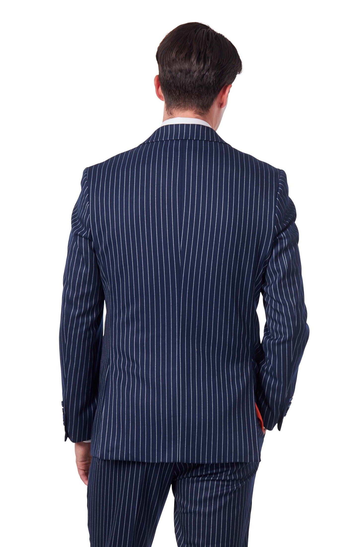 WHITE PIN STRIPE NAVY JACKET