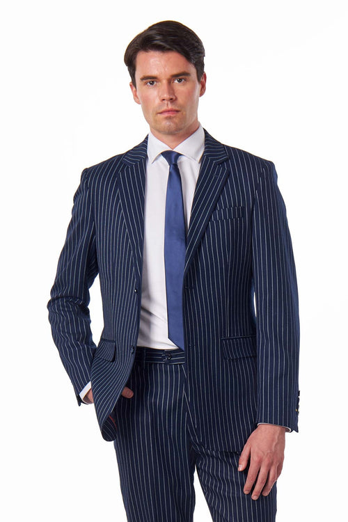 WEISSE NAVY-JACKE UND WESTE MIT NADELSTREIFEN