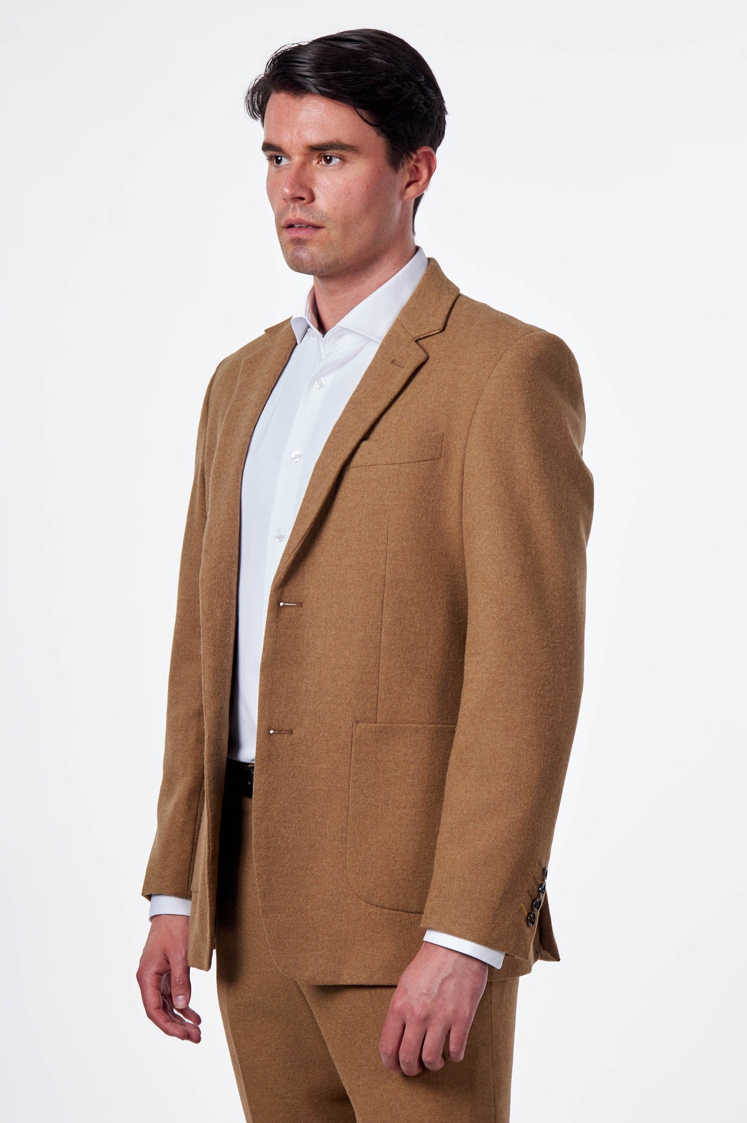 FLANNEL WOOL BLEND 2-PIECE SUIT TAILORED FIT