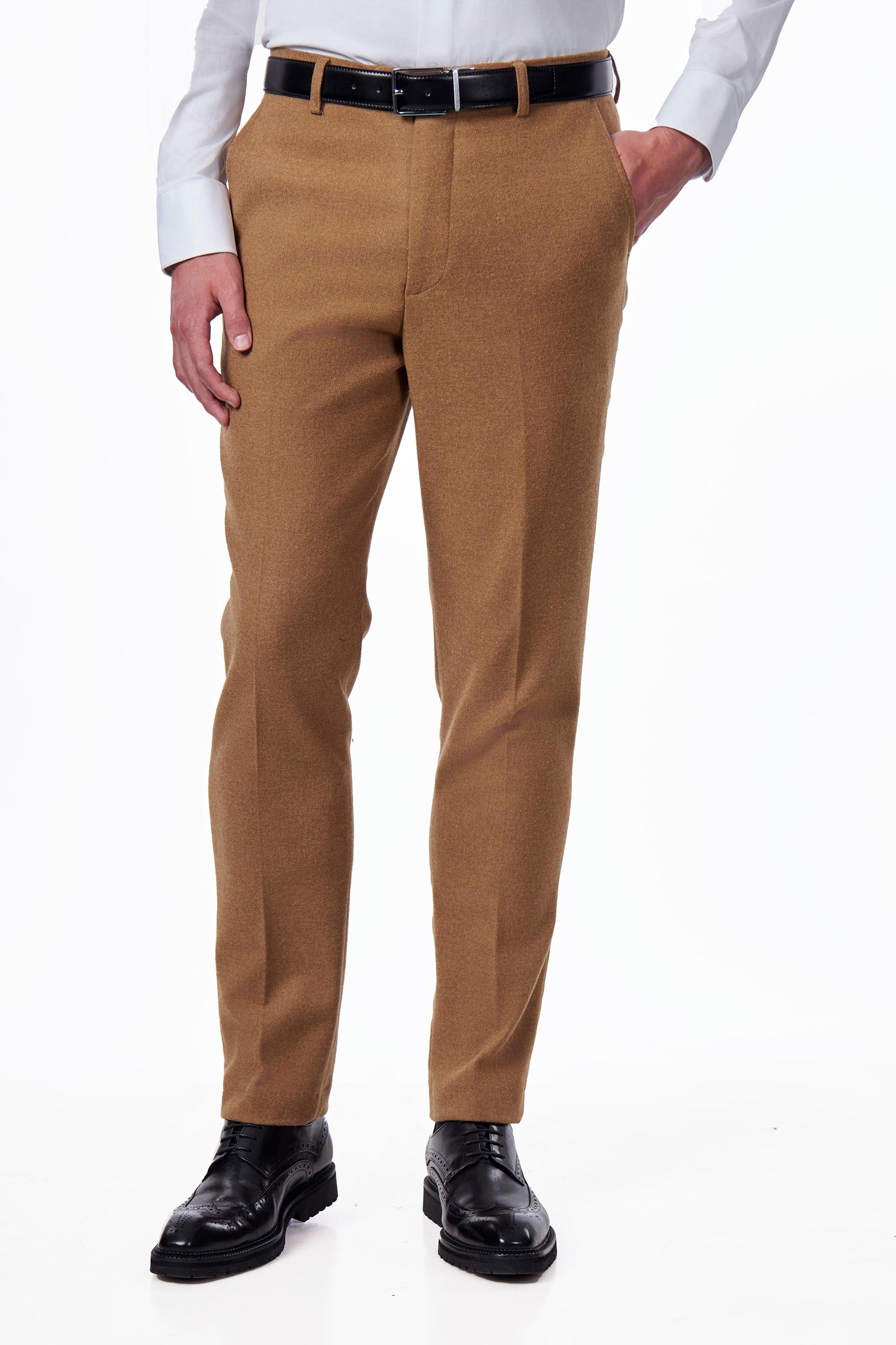 FLANNEL WOOL BLEND 2-PIECE SUIT TAILORED FIT