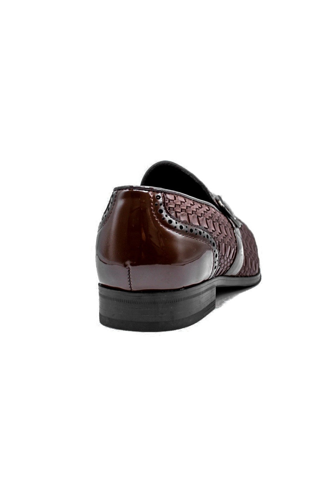 Brown Faux Woven Leather Slip-On Monk Strap Loafers Shoes