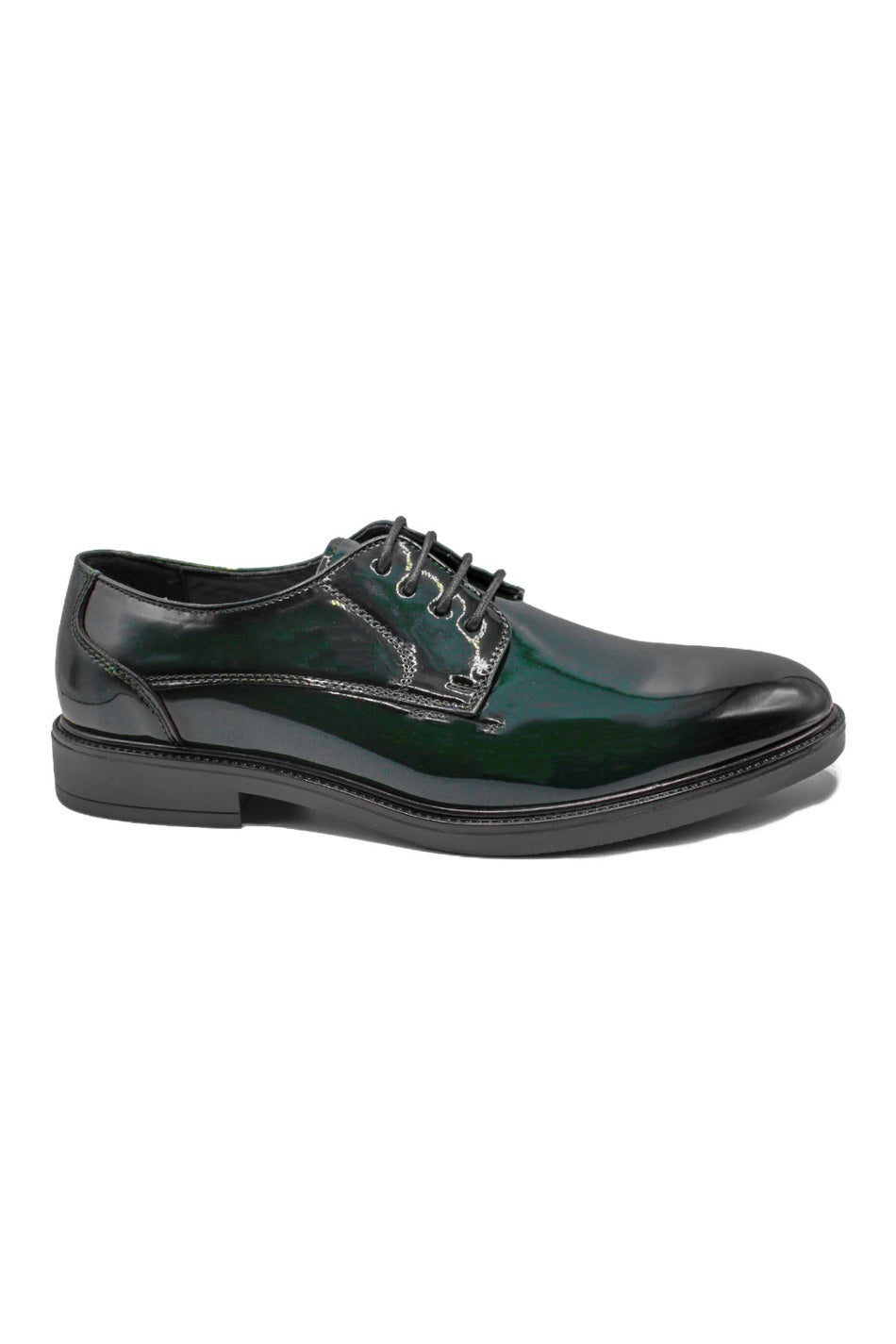 Green / Black Patent Faux Leather Derby Shoes