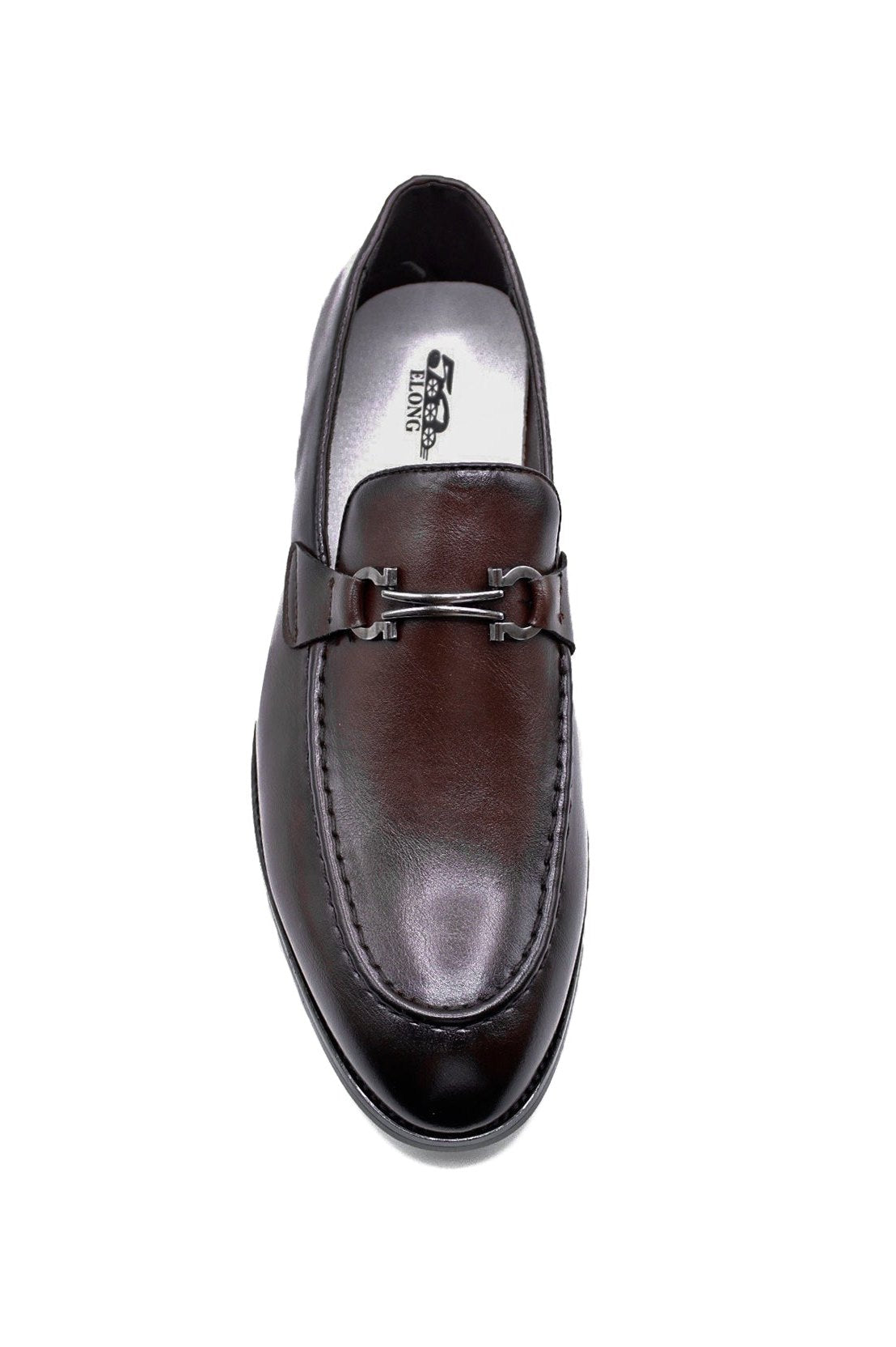 Brown Faux Leather Dress Loafer Snaffle Bit Shoes