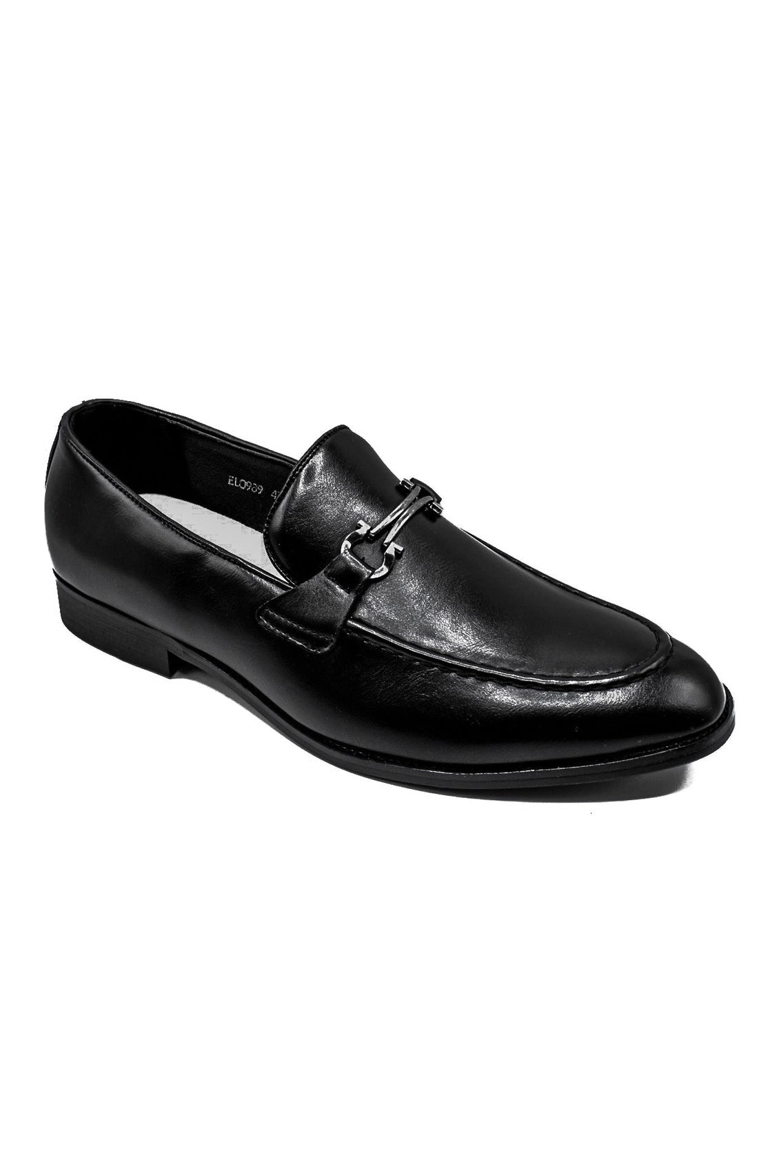 Black Faux Leather Dress Loafer Snaffle Bit Shoes