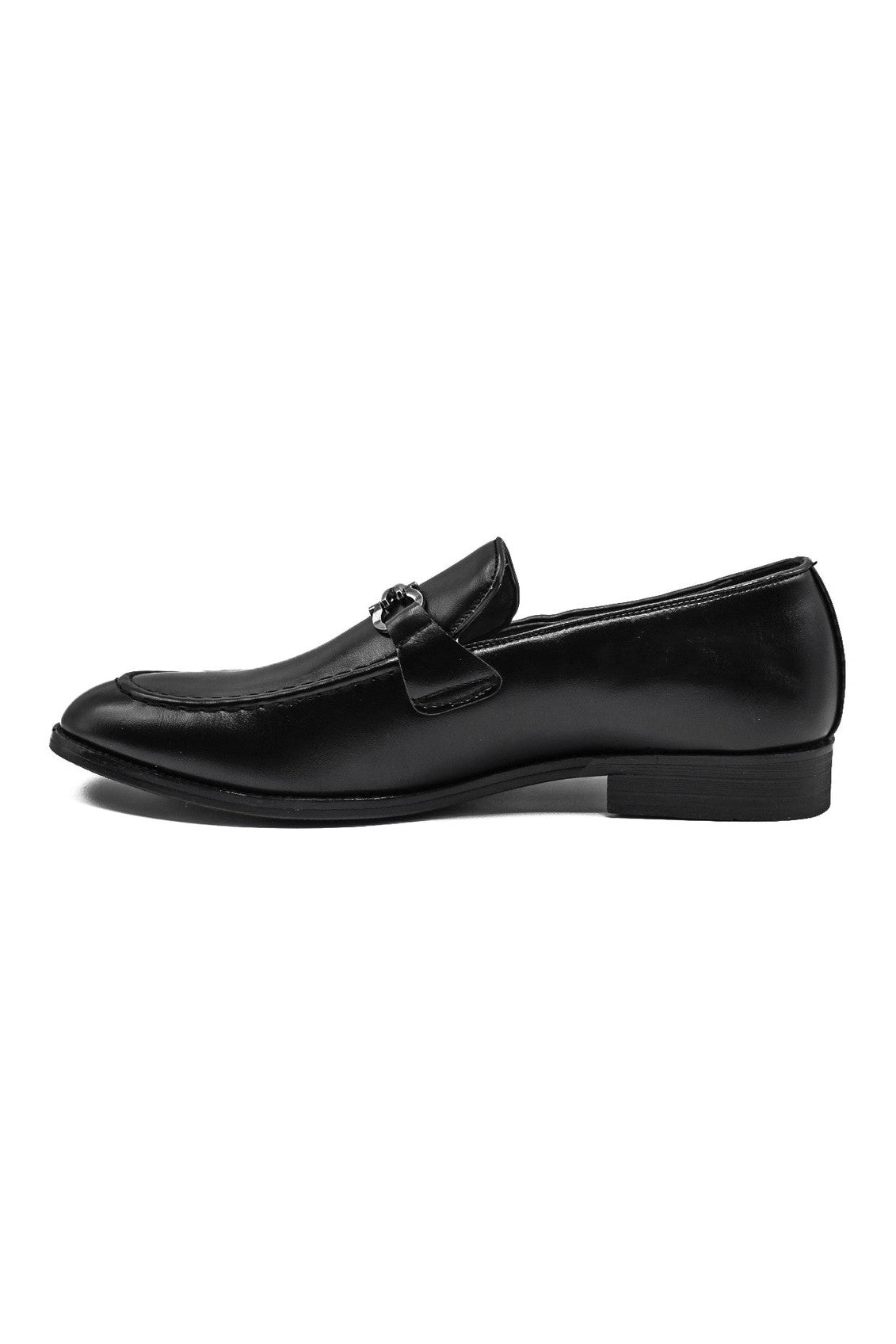 Black Faux Leather Dress Loafer Snaffle Bit Shoes