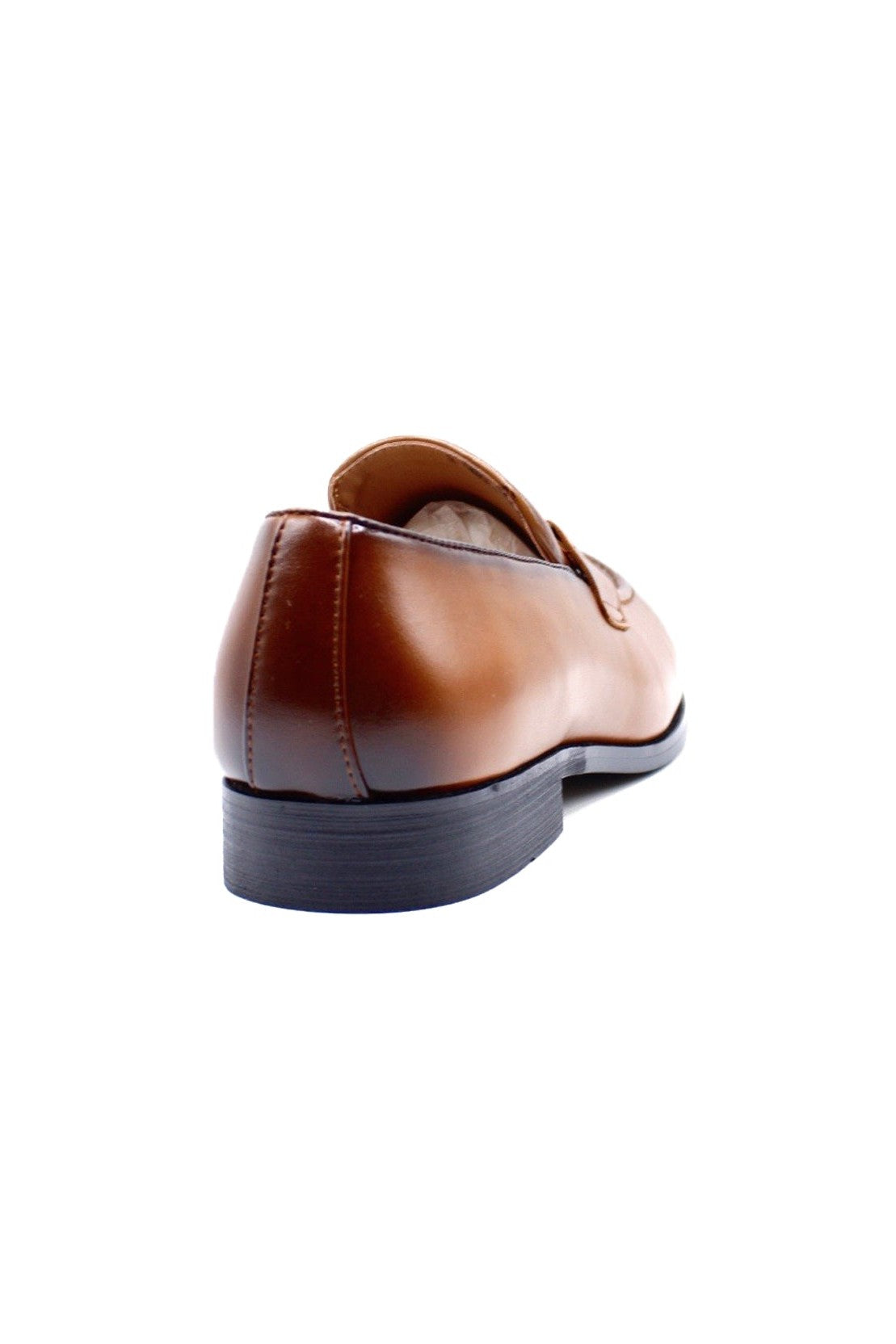 Cognac Brown Faux Leather Dress Loafer Snaffle Bit Shoes