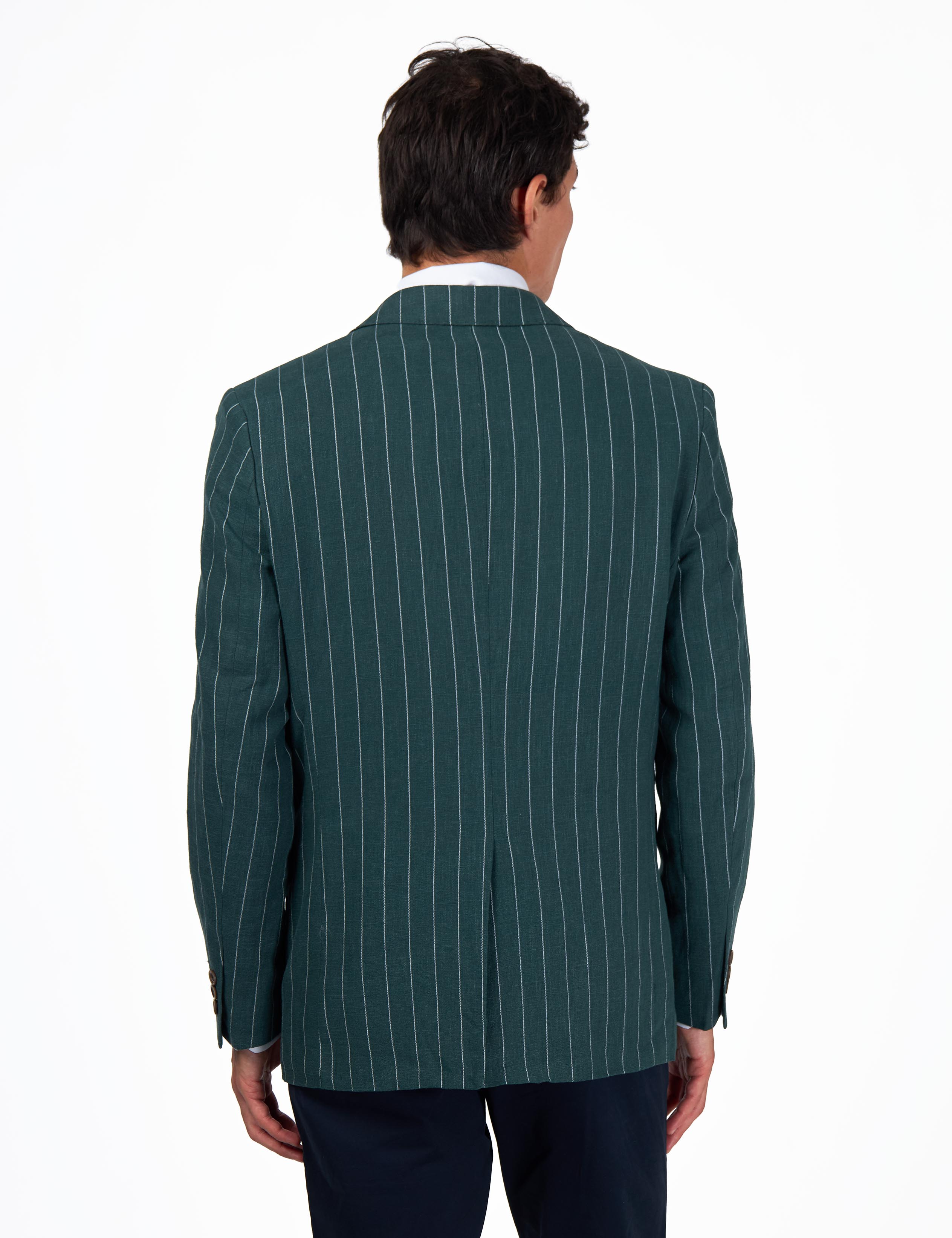 EDWIN - Green Tailored Pinstripe Linen Blazer