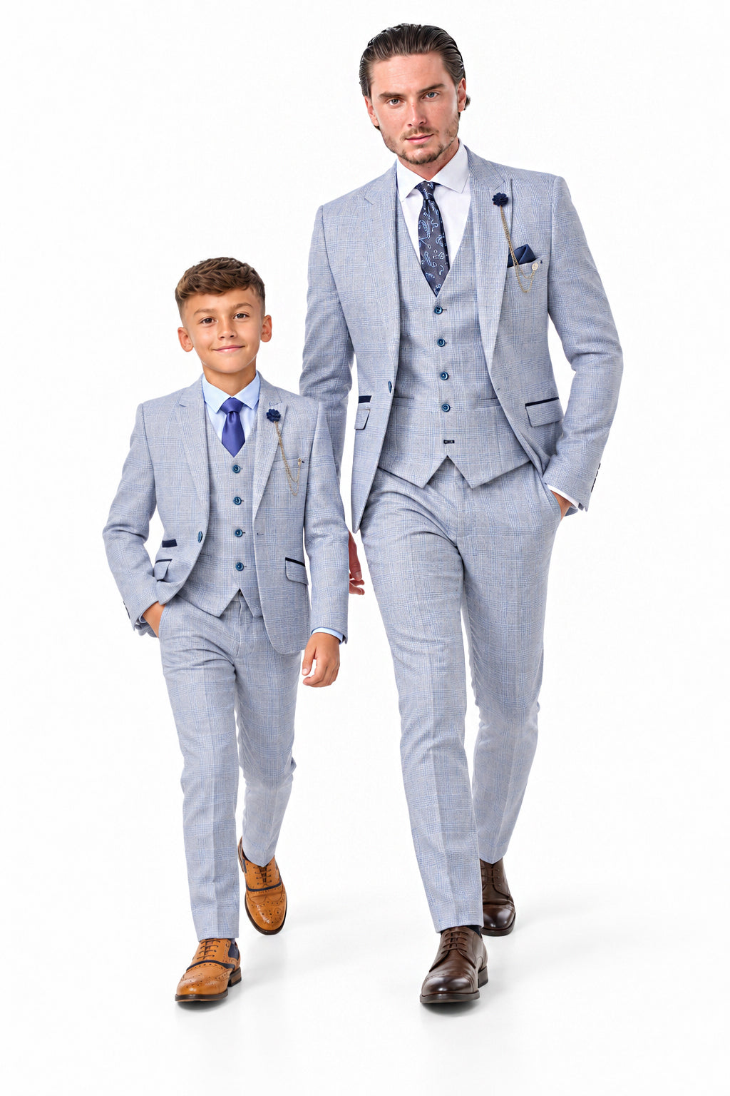 House of Cavani Caridi Sky Blue Father & Son Matching 3 Piece Suit