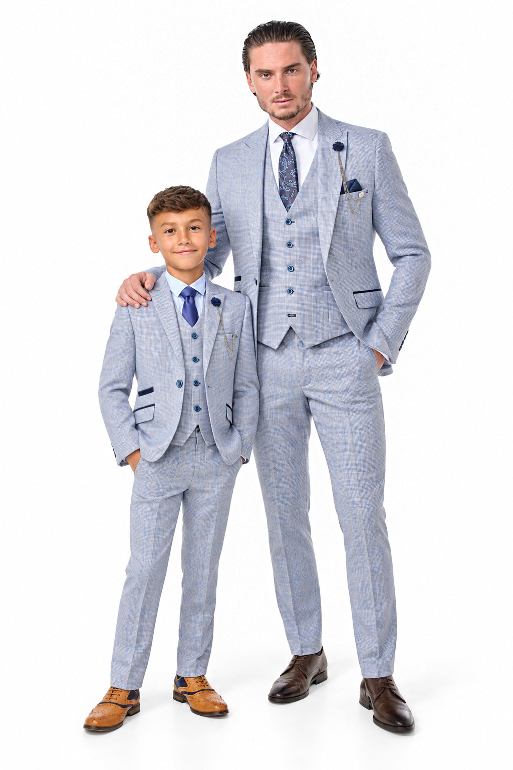 House of Cavani Caridi Sky Blue Father & Son Matching 3 Piece Suit