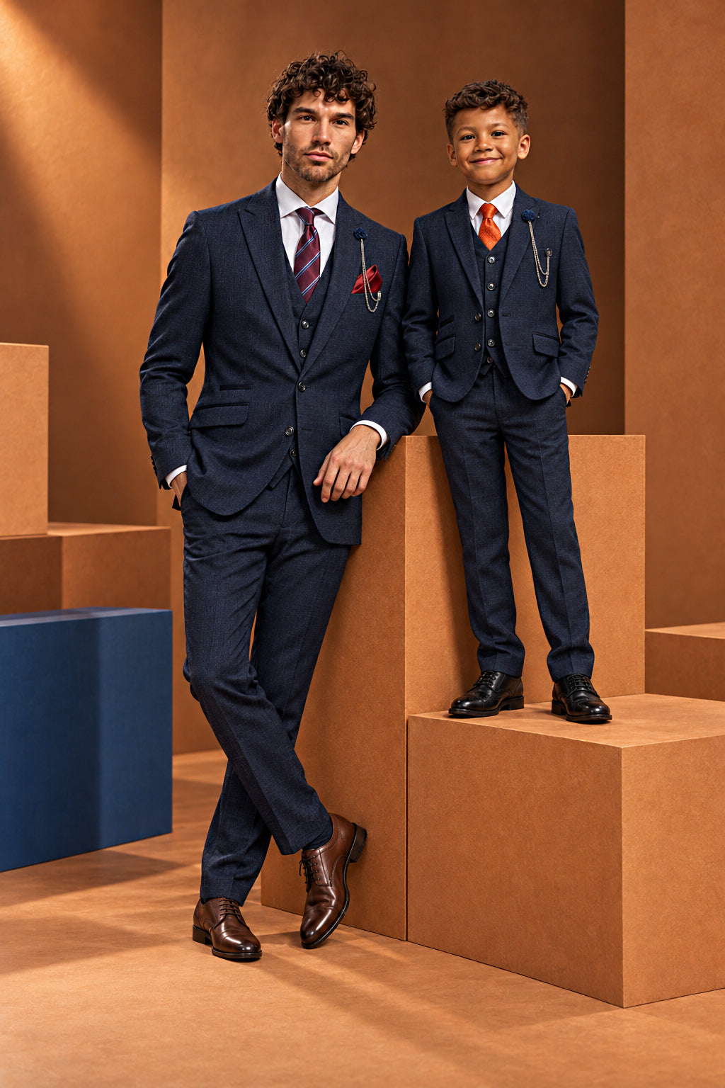 Father & Son Caridi Navy 3 Piece Matching Suit